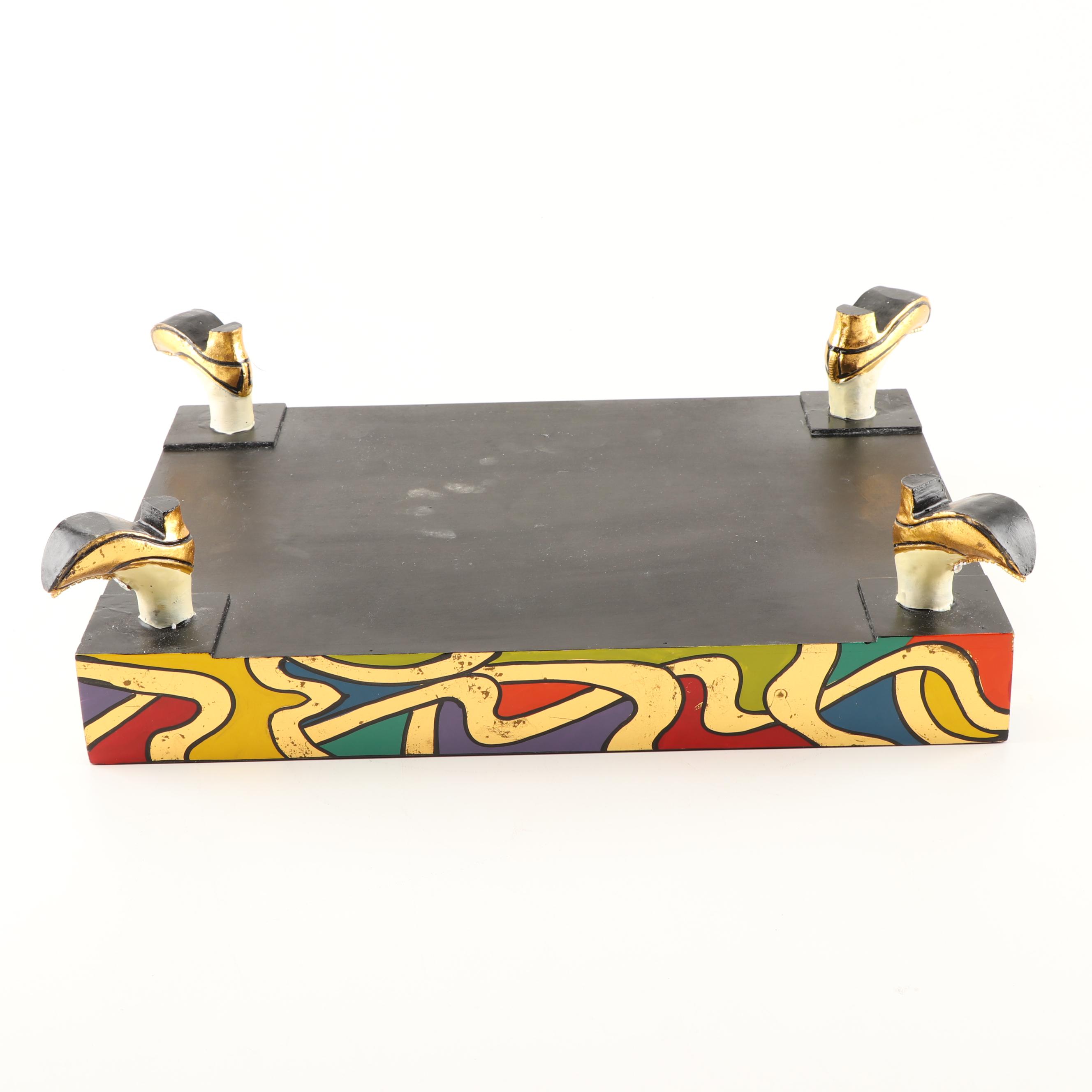 Decorative Wooden Footed Serving Tray