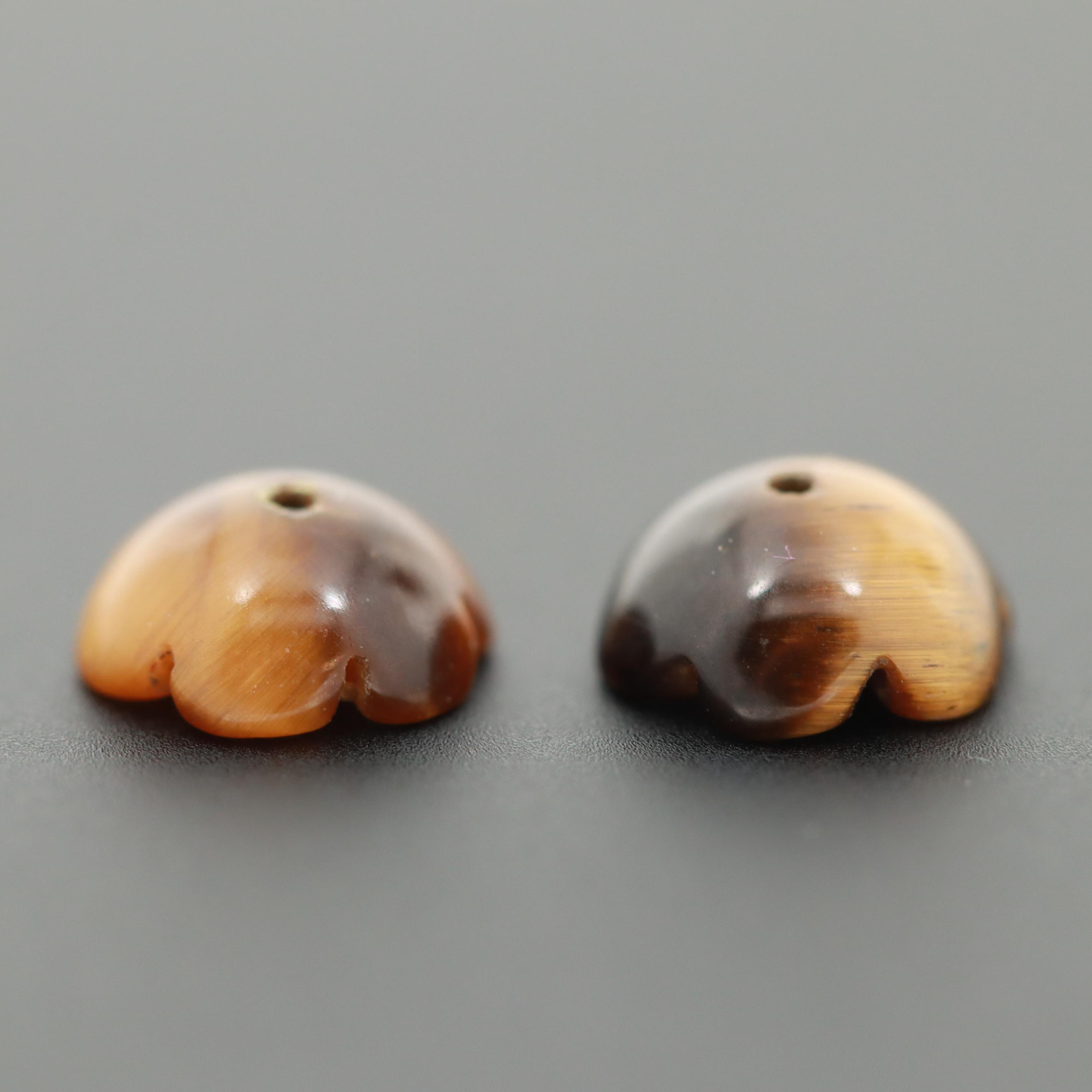 Floral Carved Tiger's Eye Earring Jackets