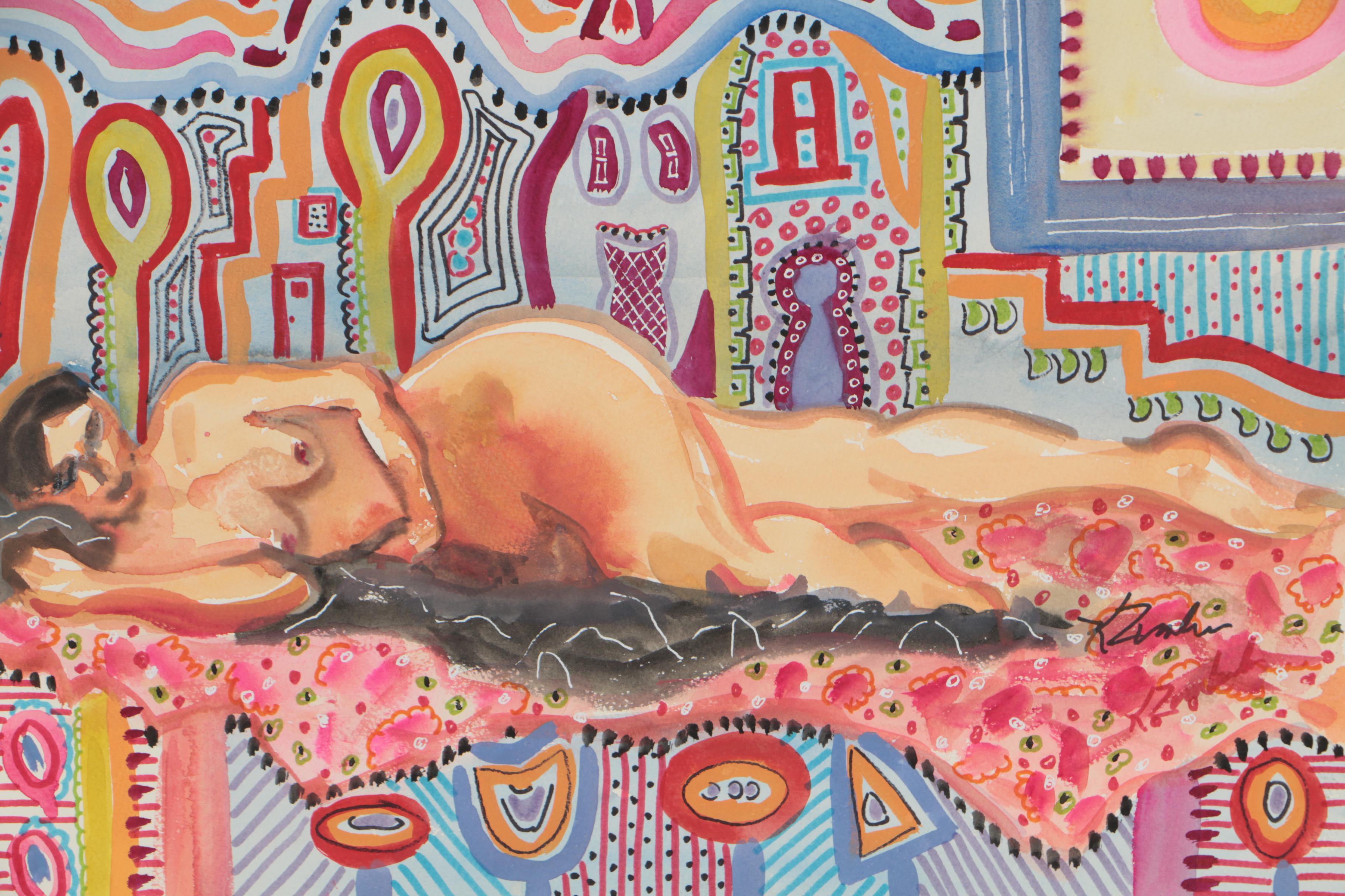 Kathleen Zimbicki Mixed Media Painting "Sleeping Nude"