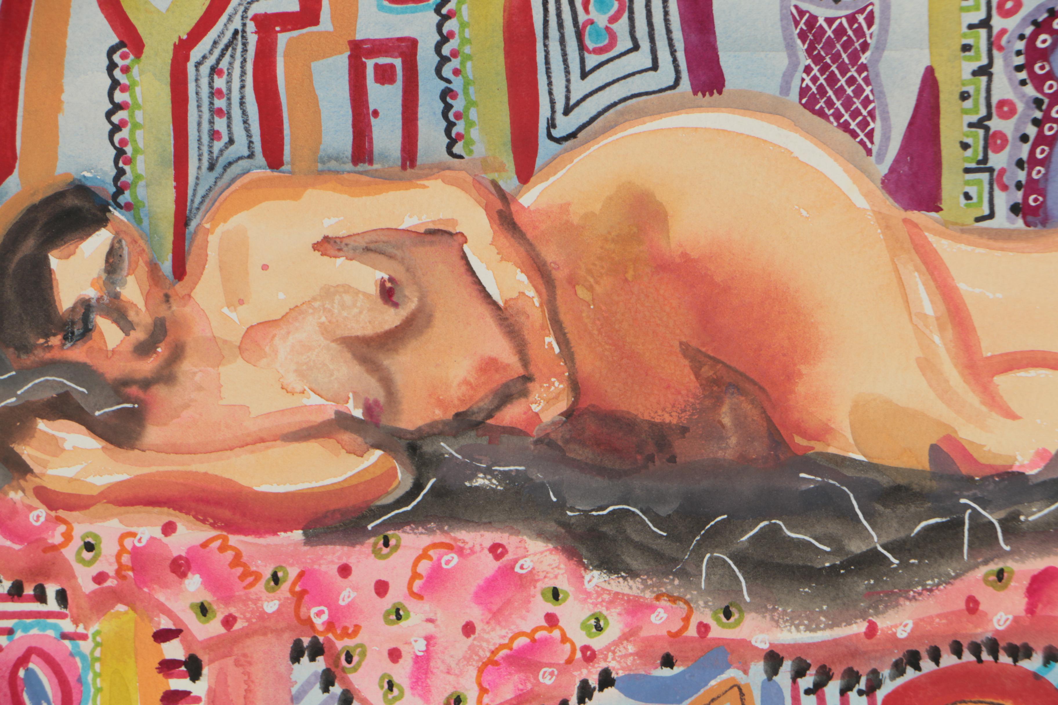 Kathleen Zimbicki Mixed Media Painting "Sleeping Nude"