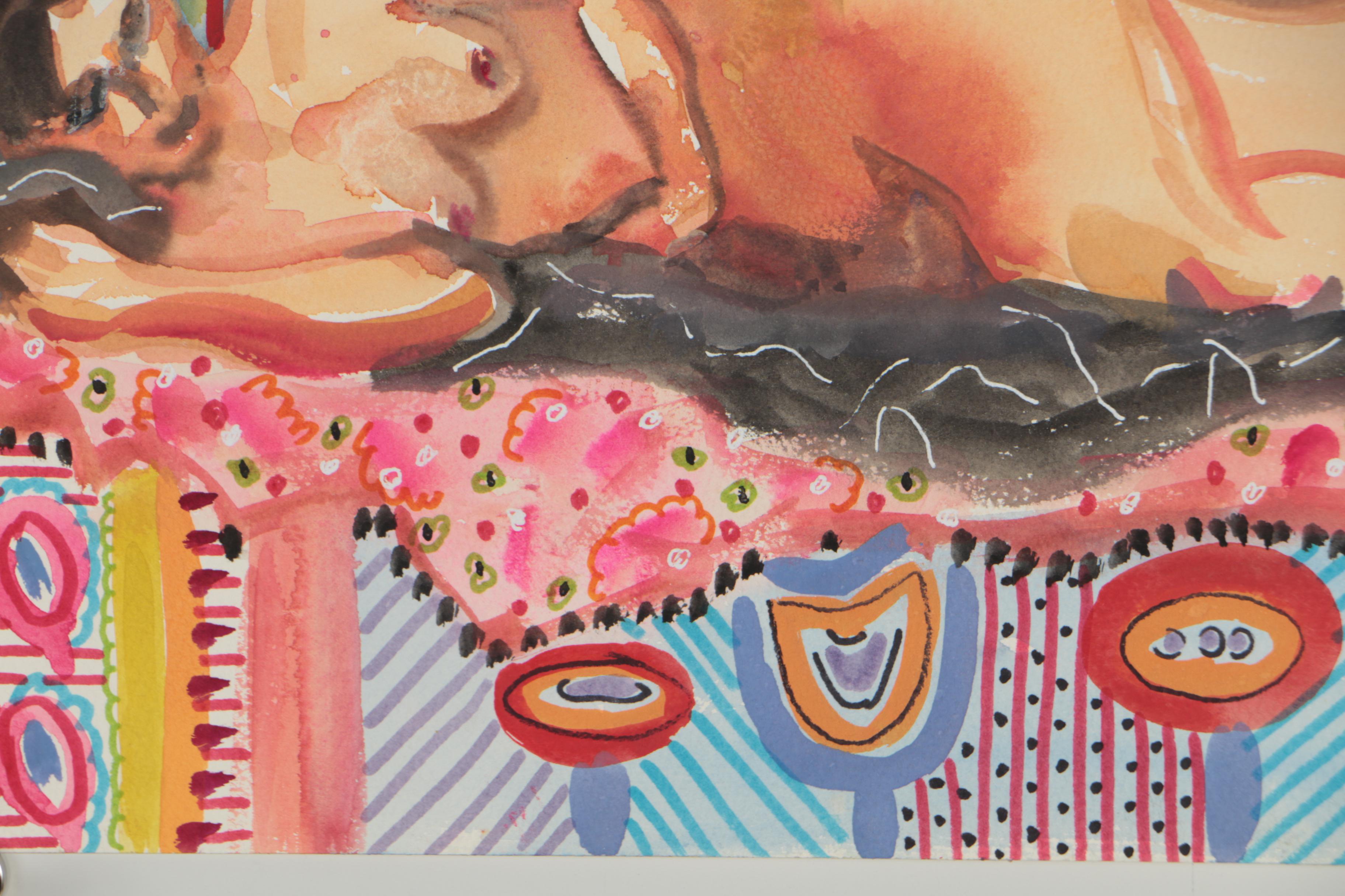 Kathleen Zimbicki Mixed Media Painting "Sleeping Nude"