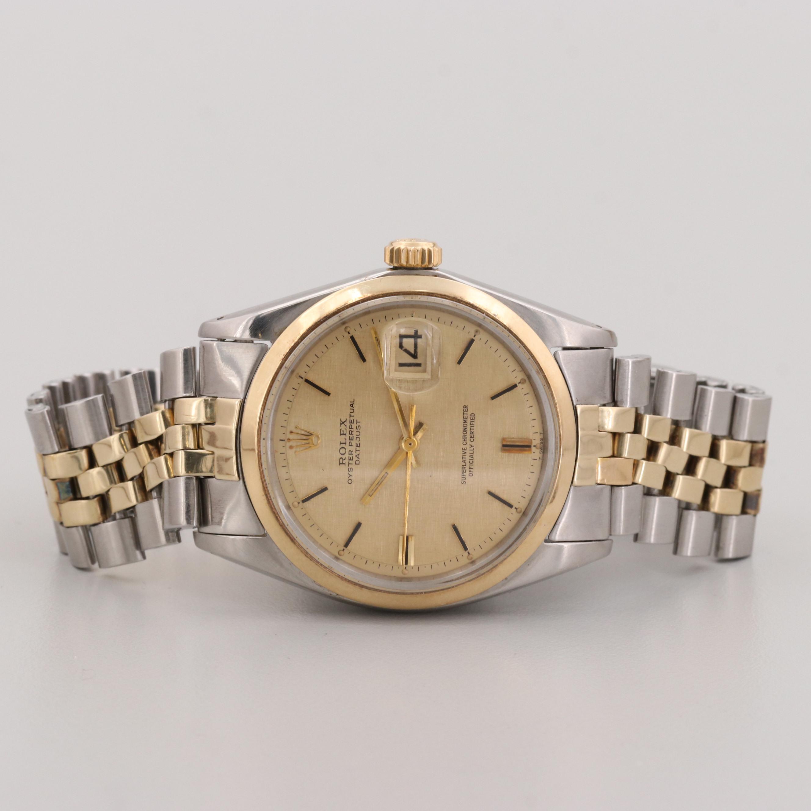 Rolex Datejust Stainless Steel and 14K Yellow Gold Automatic Watch, 1968