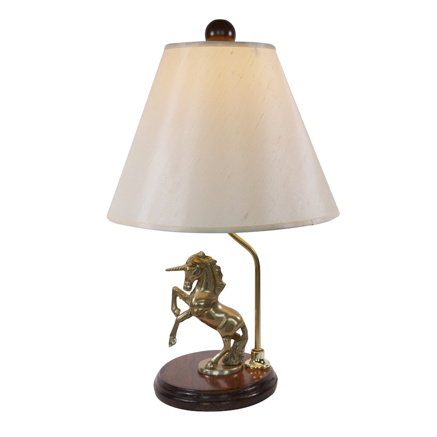 Mythological Unicorn Brass Table Lamp