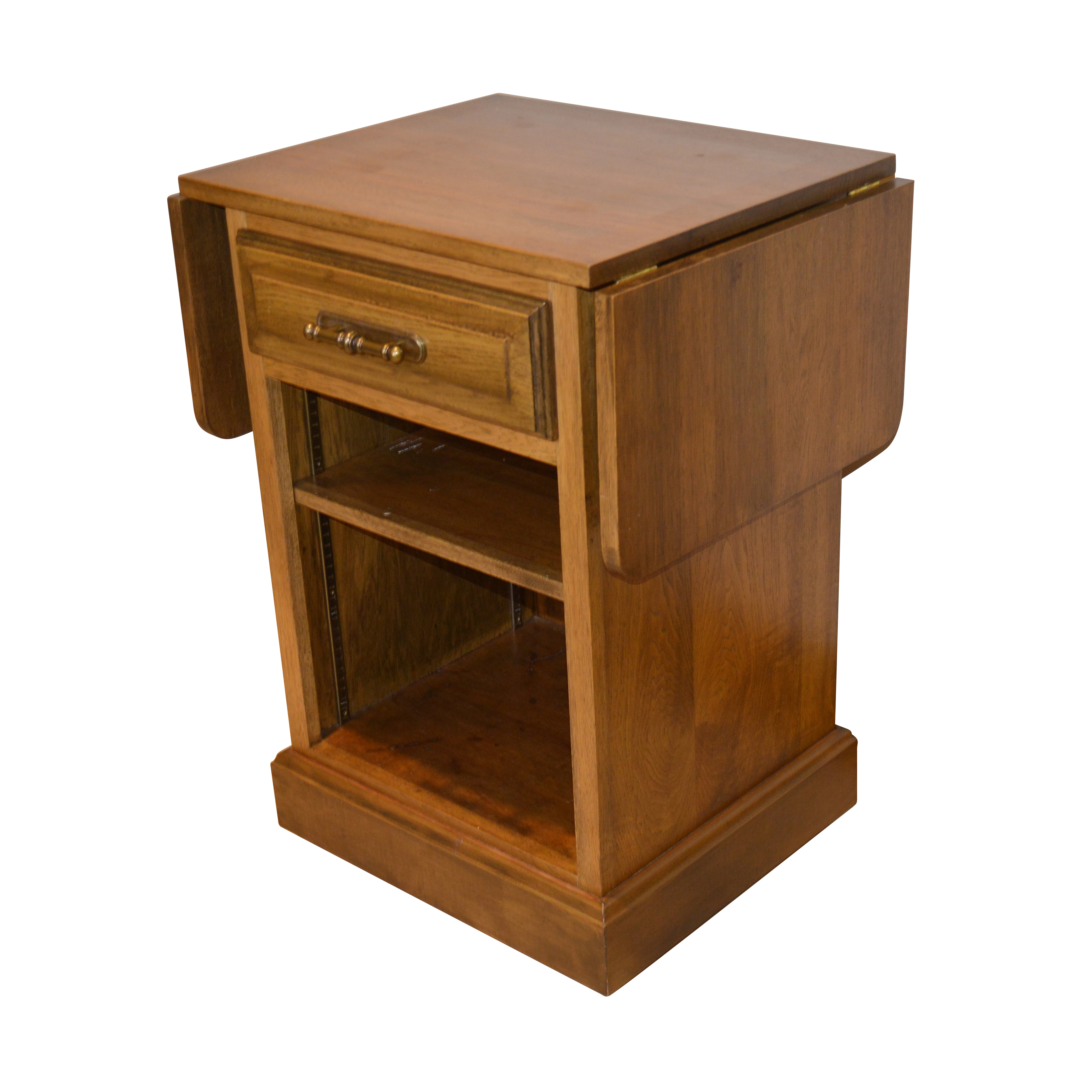 Drop Leaf Wooden Small Work Table on Casters, Contemporary
