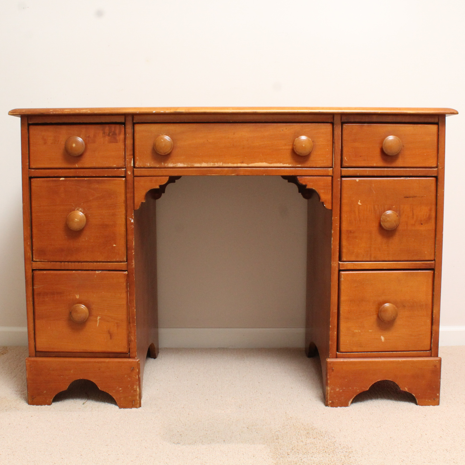 Vintage Wooden Kneehole Desk