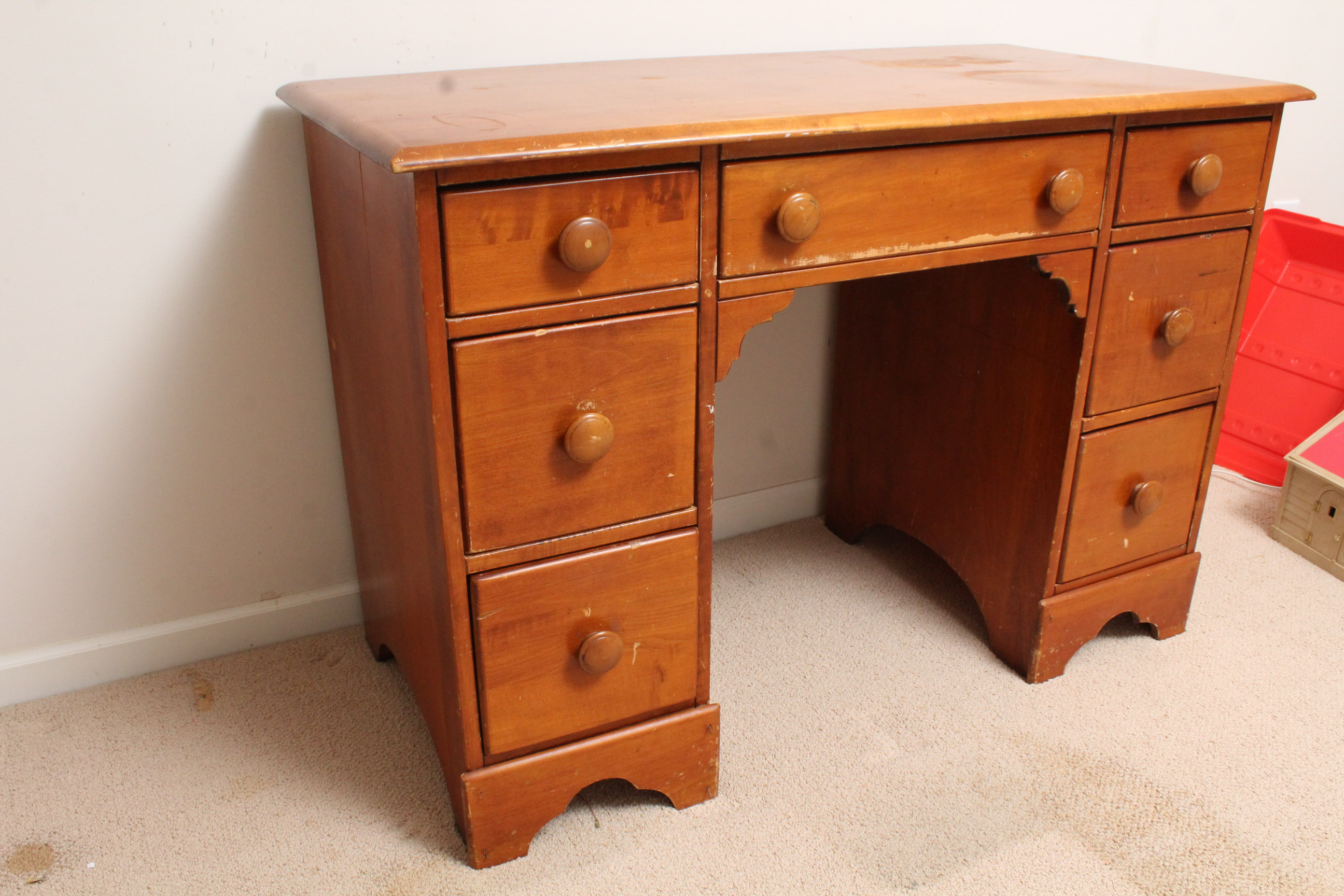 Vintage Wooden Kneehole Desk