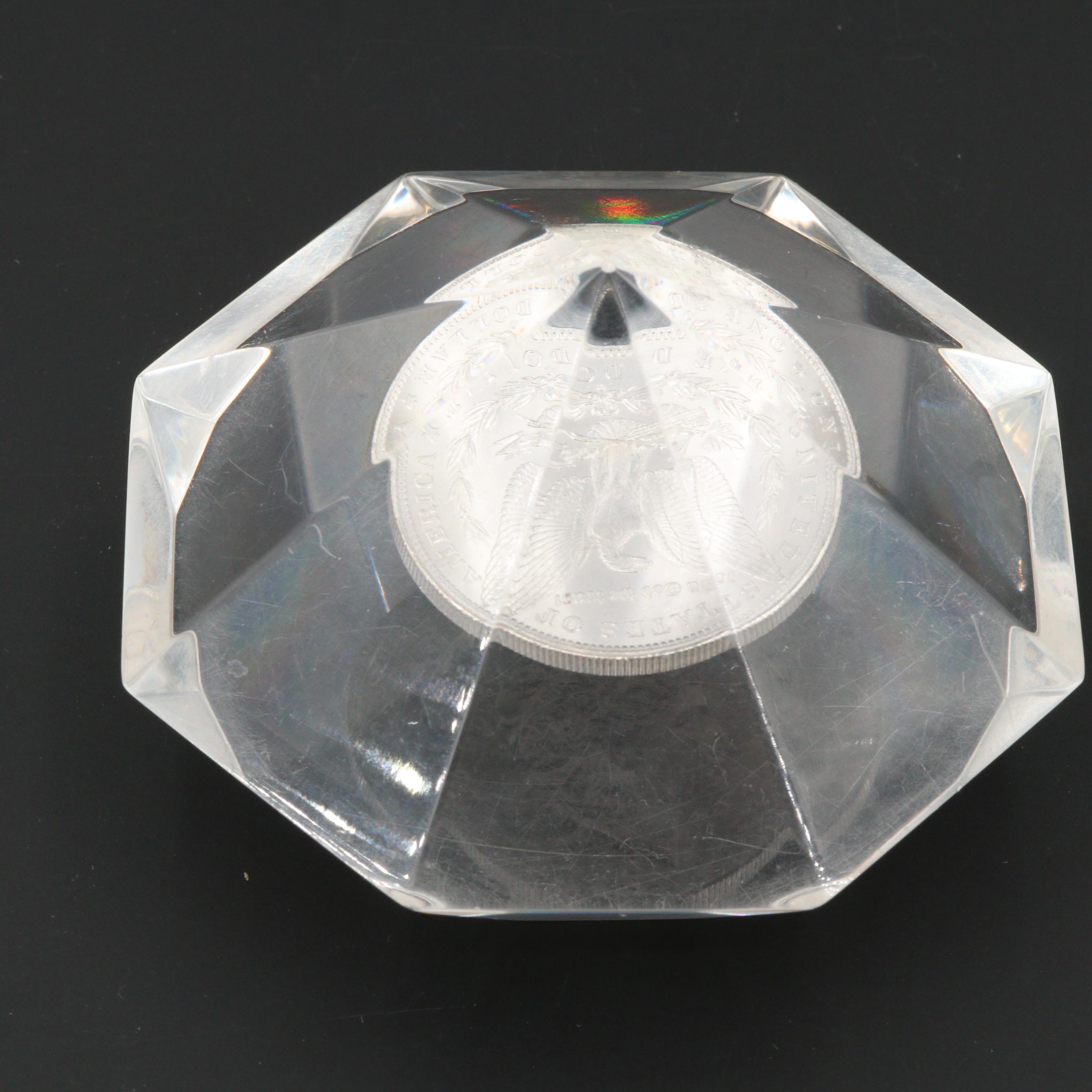 1884-O Morgan Silver Dollar Acrylic Paper Weight