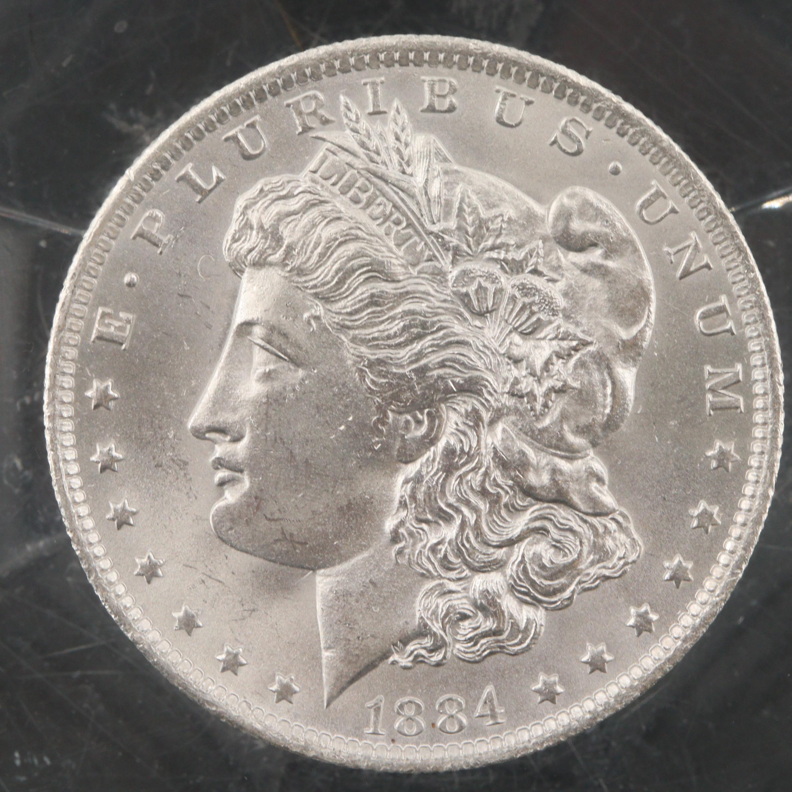 1884-O Morgan Silver Dollar Acrylic Paper Weight