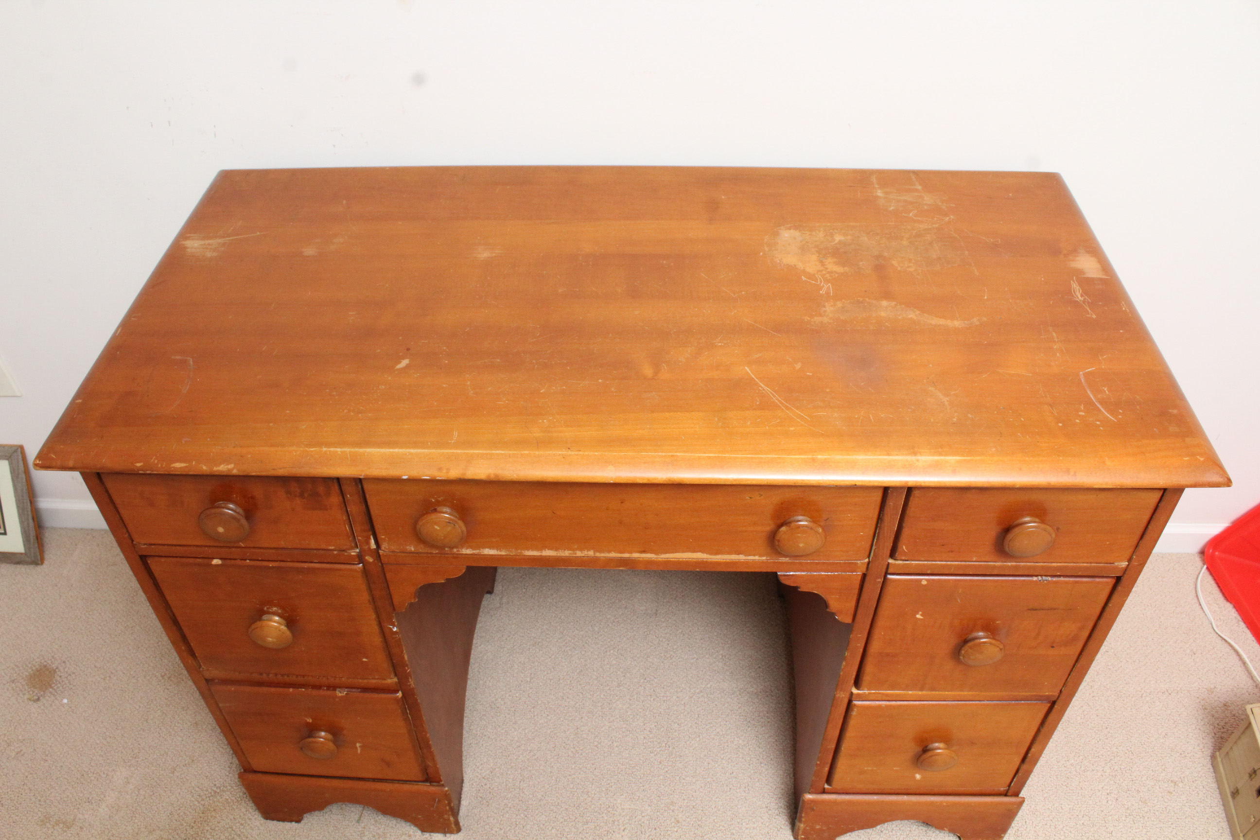 Vintage Wooden Kneehole Desk