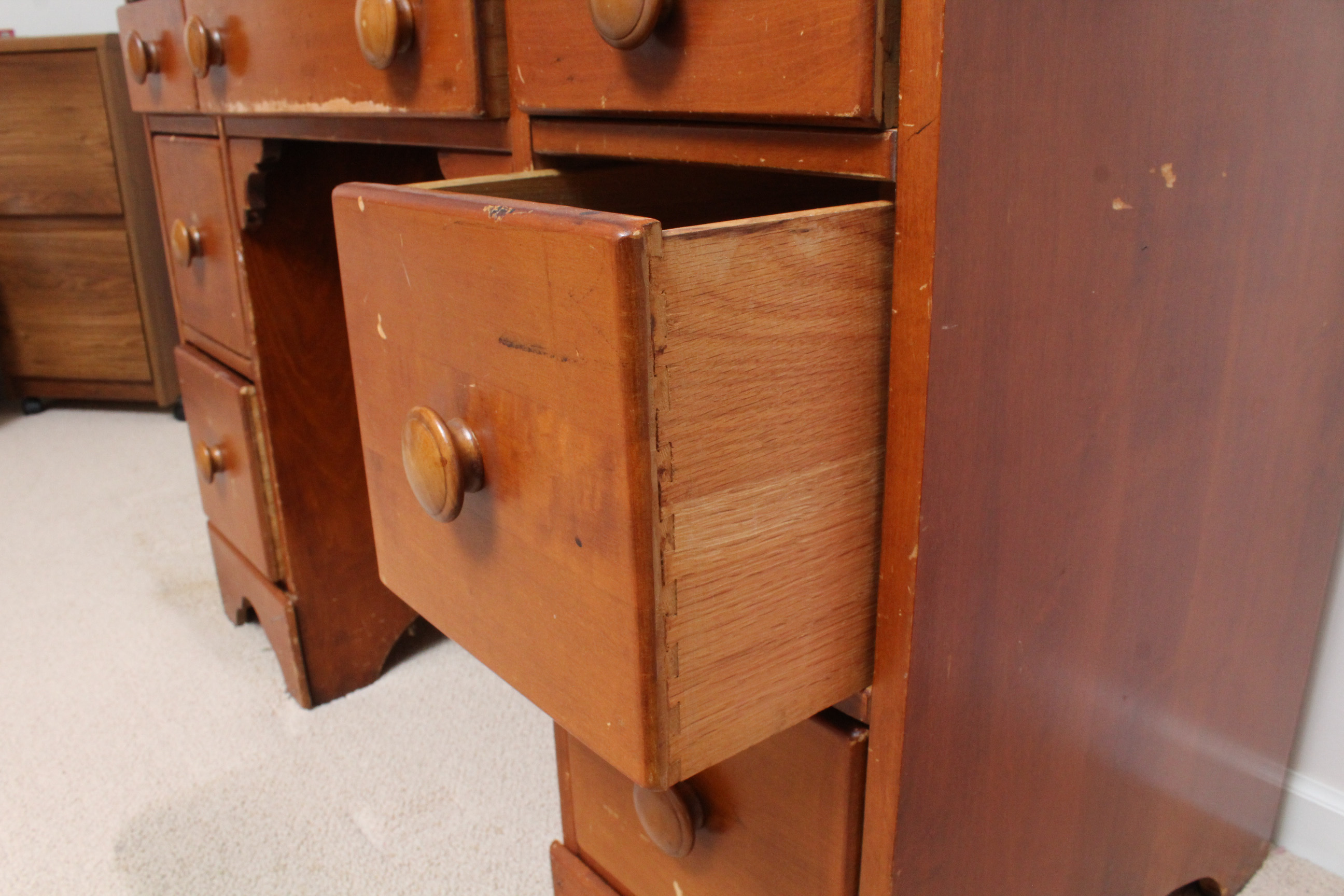 Vintage Wooden Kneehole Desk