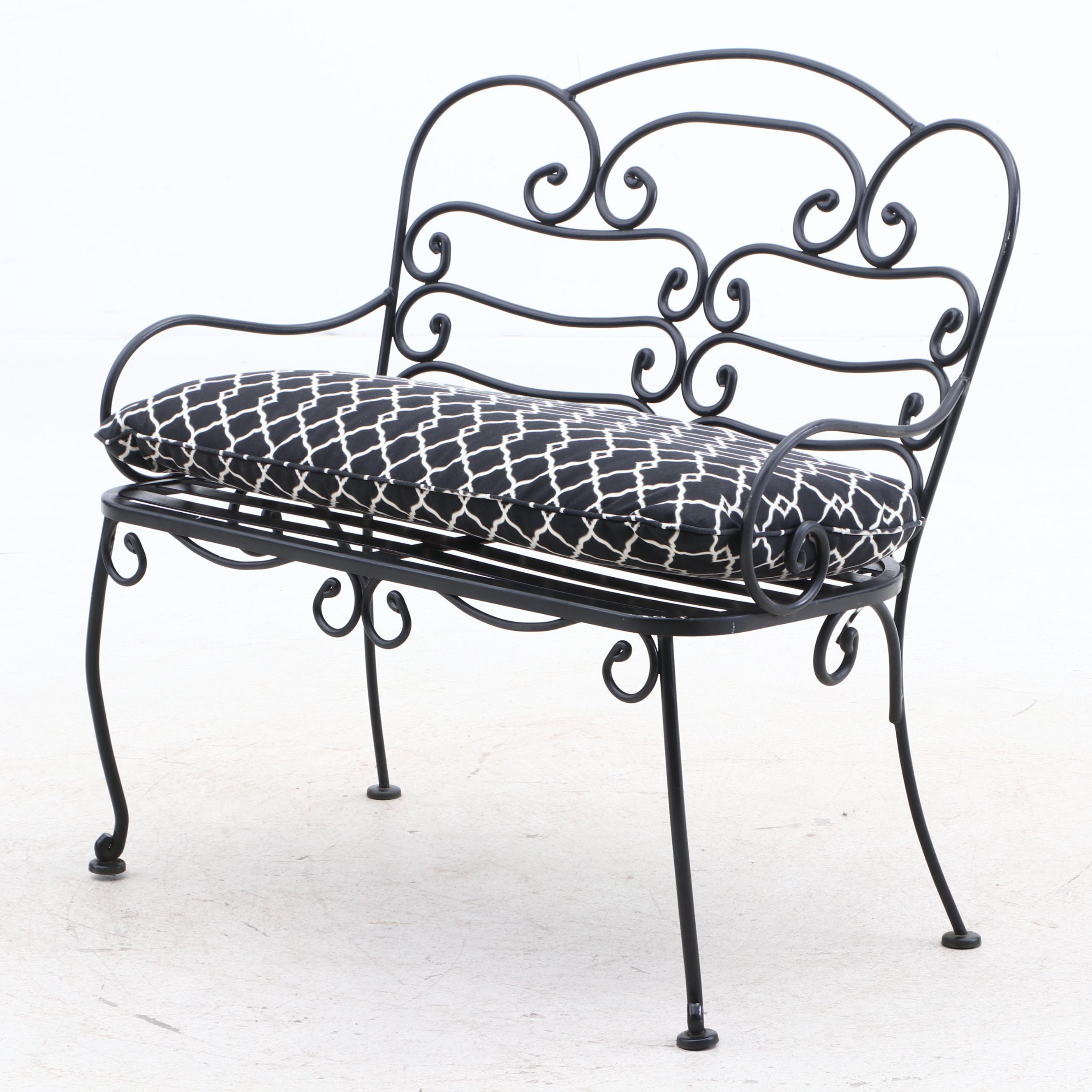 Contemporary Wrought Iron Finish Metal Garden Bench