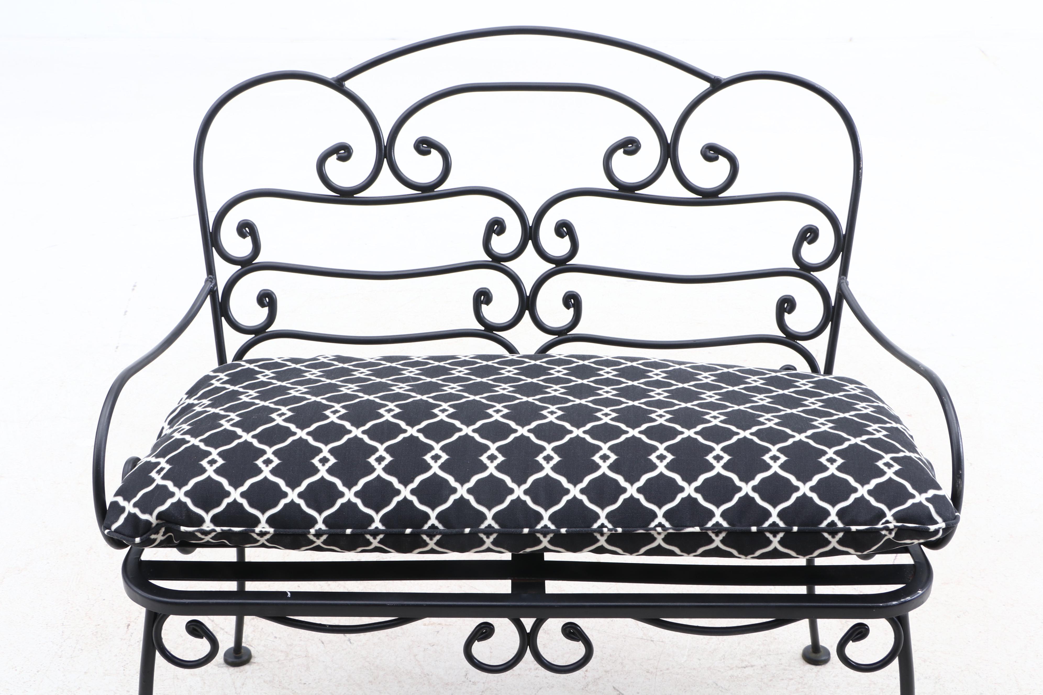 Contemporary Wrought Iron Finish Metal Garden Bench