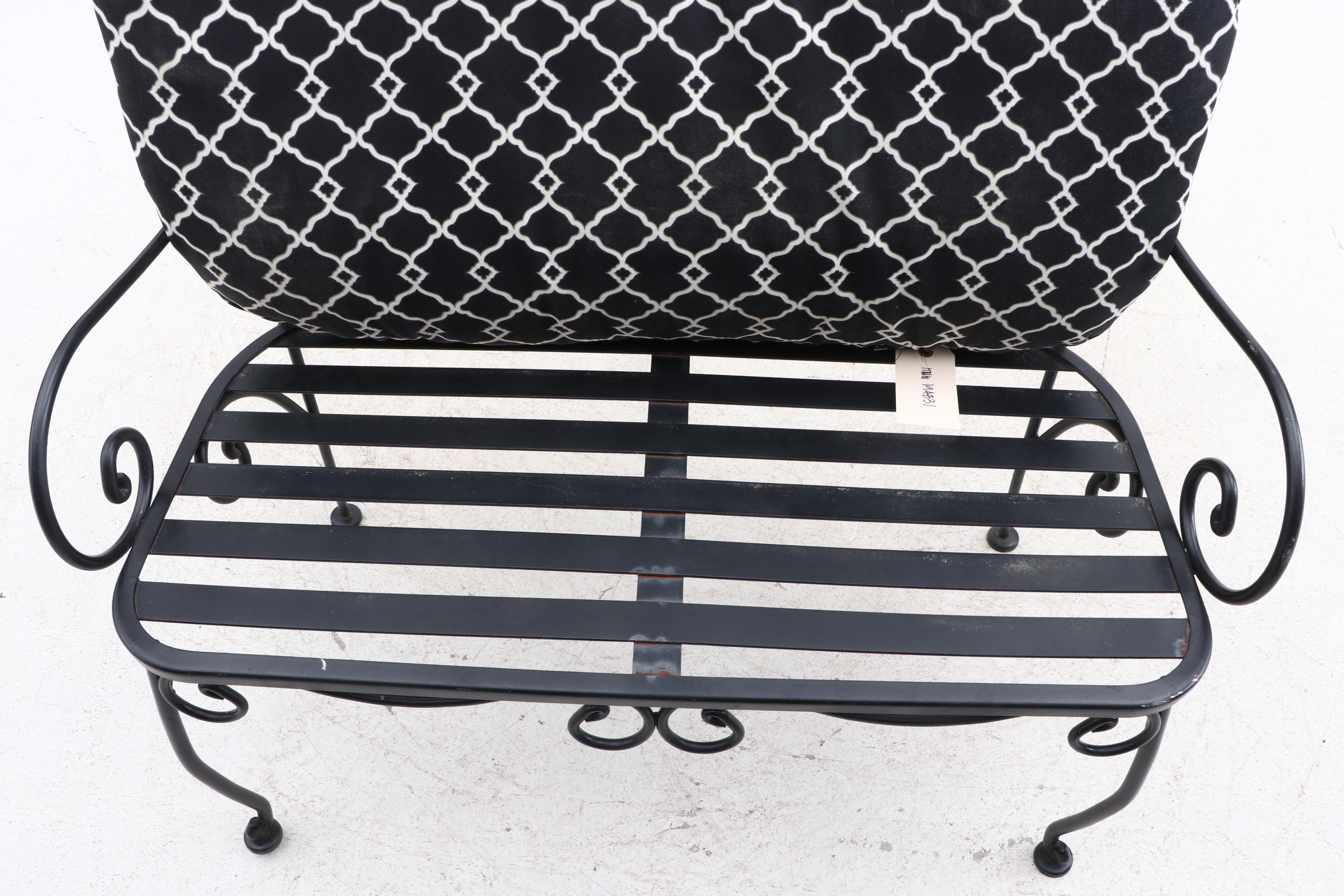 Contemporary Wrought Iron Finish Metal Garden Bench