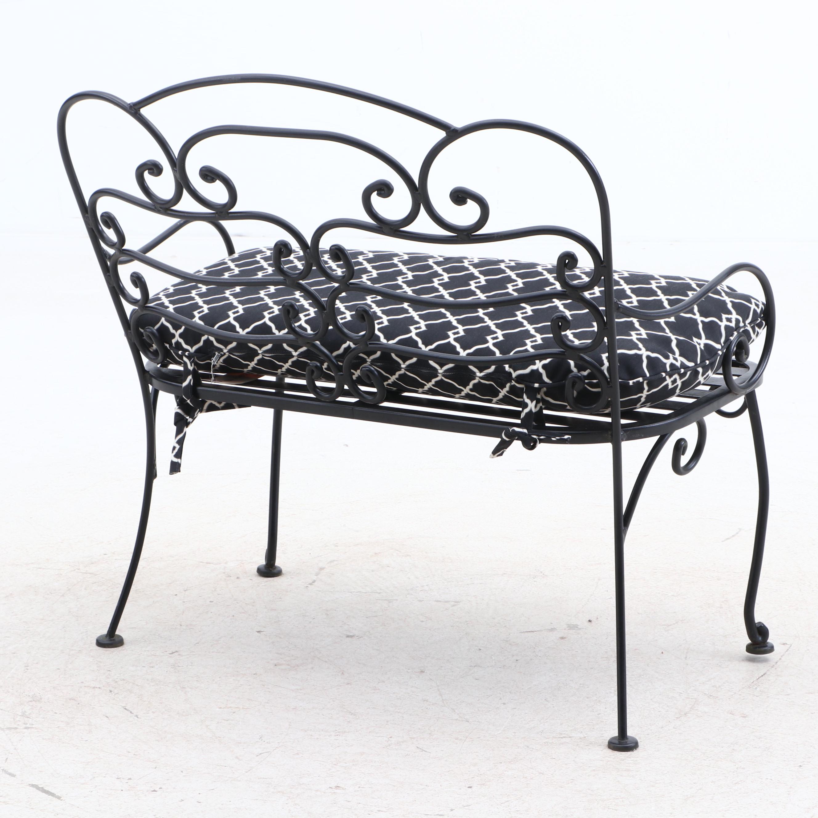 Contemporary Wrought Iron Finish Metal Garden Bench