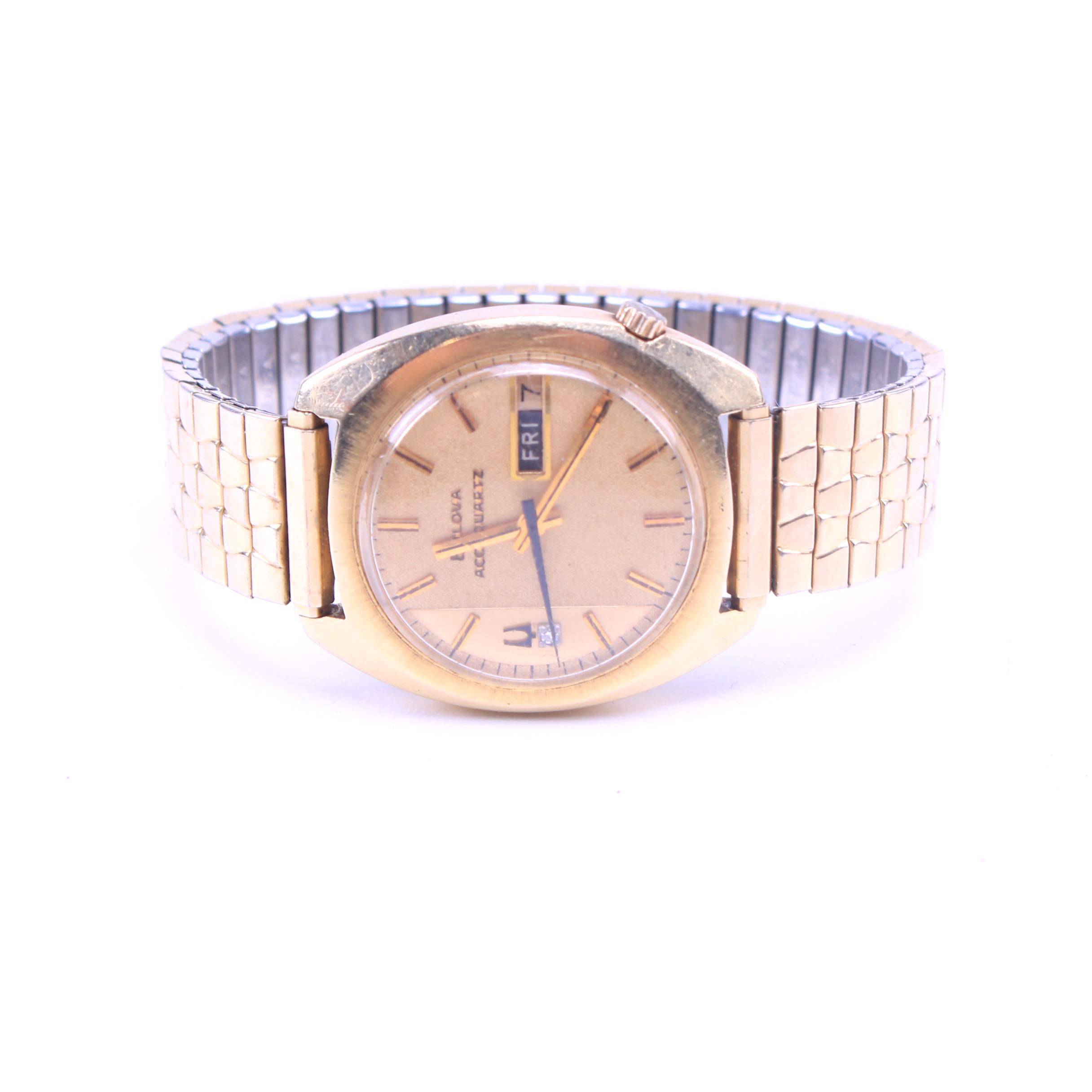 14K Yellow Gold Bulova Accutron with Gold Tone Band