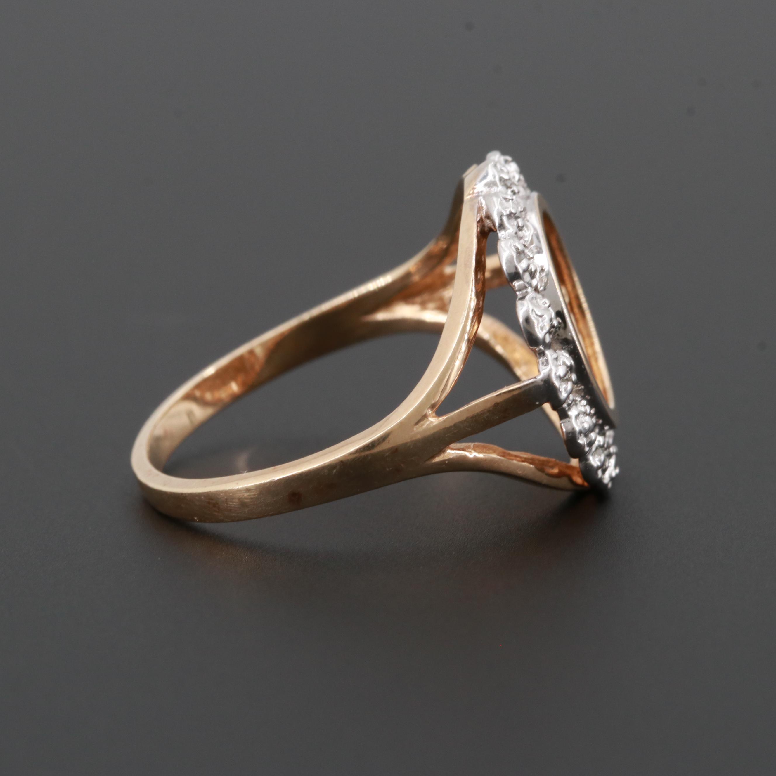 10K Gold Reproduction of Chinese Gold Panda 1/20 oz. Bullion Coin Diamond Ring