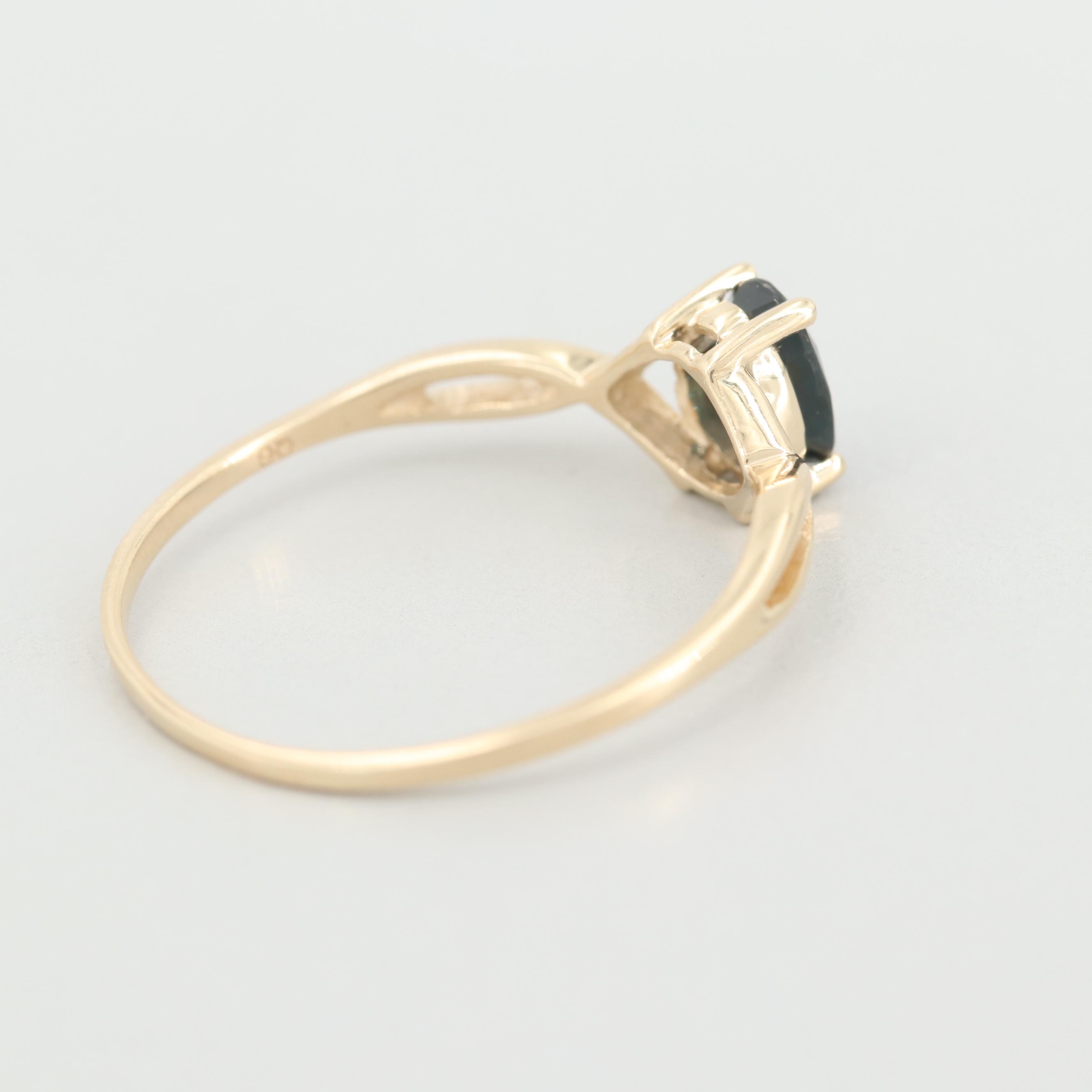 14K Yellow Gold Blue Sapphire Ring