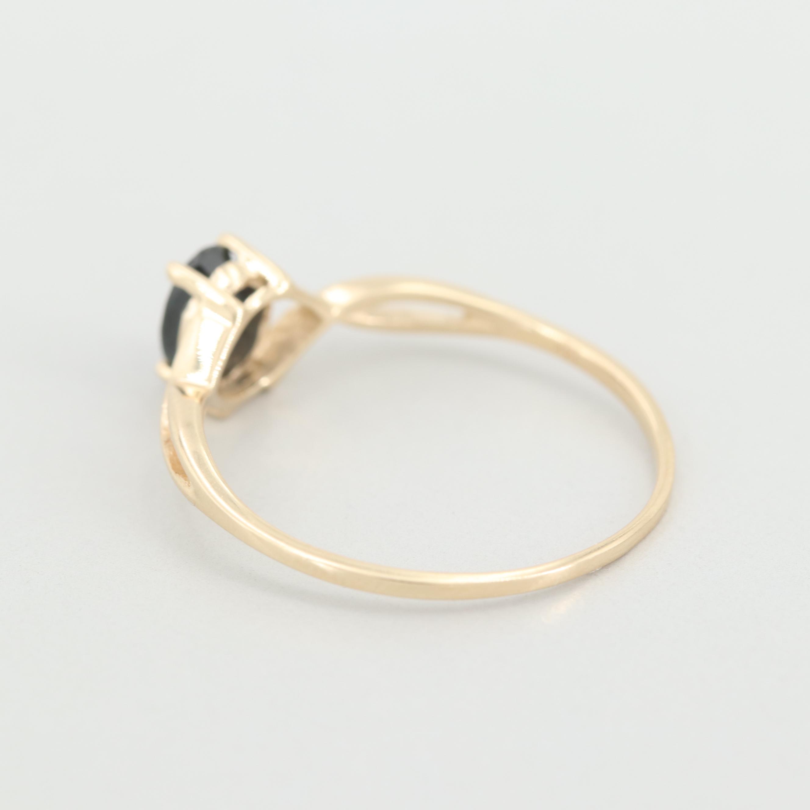 14K Yellow Gold Blue Sapphire Ring