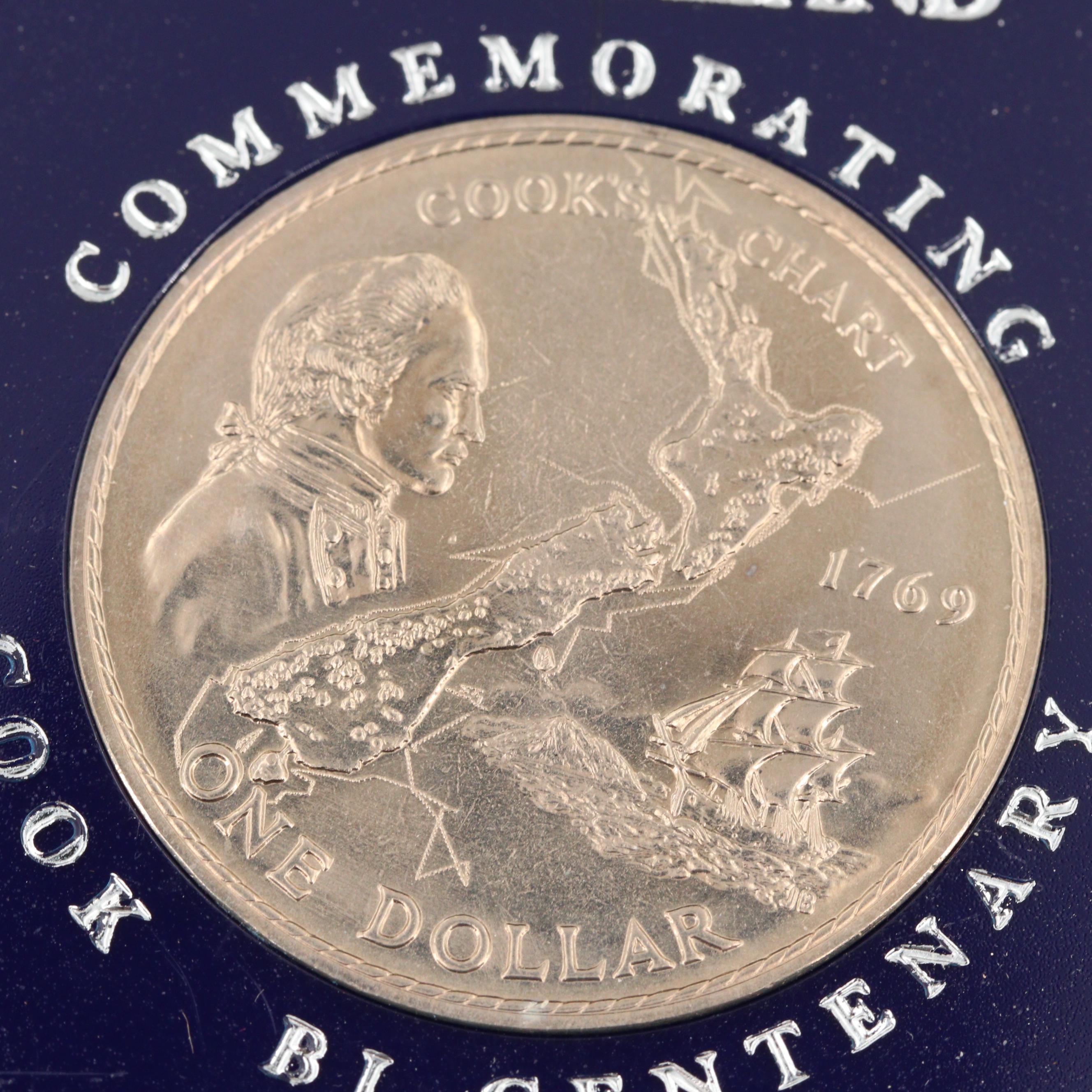 1969 New Zealand Captain Cook's Voyage Commemorative Dollar