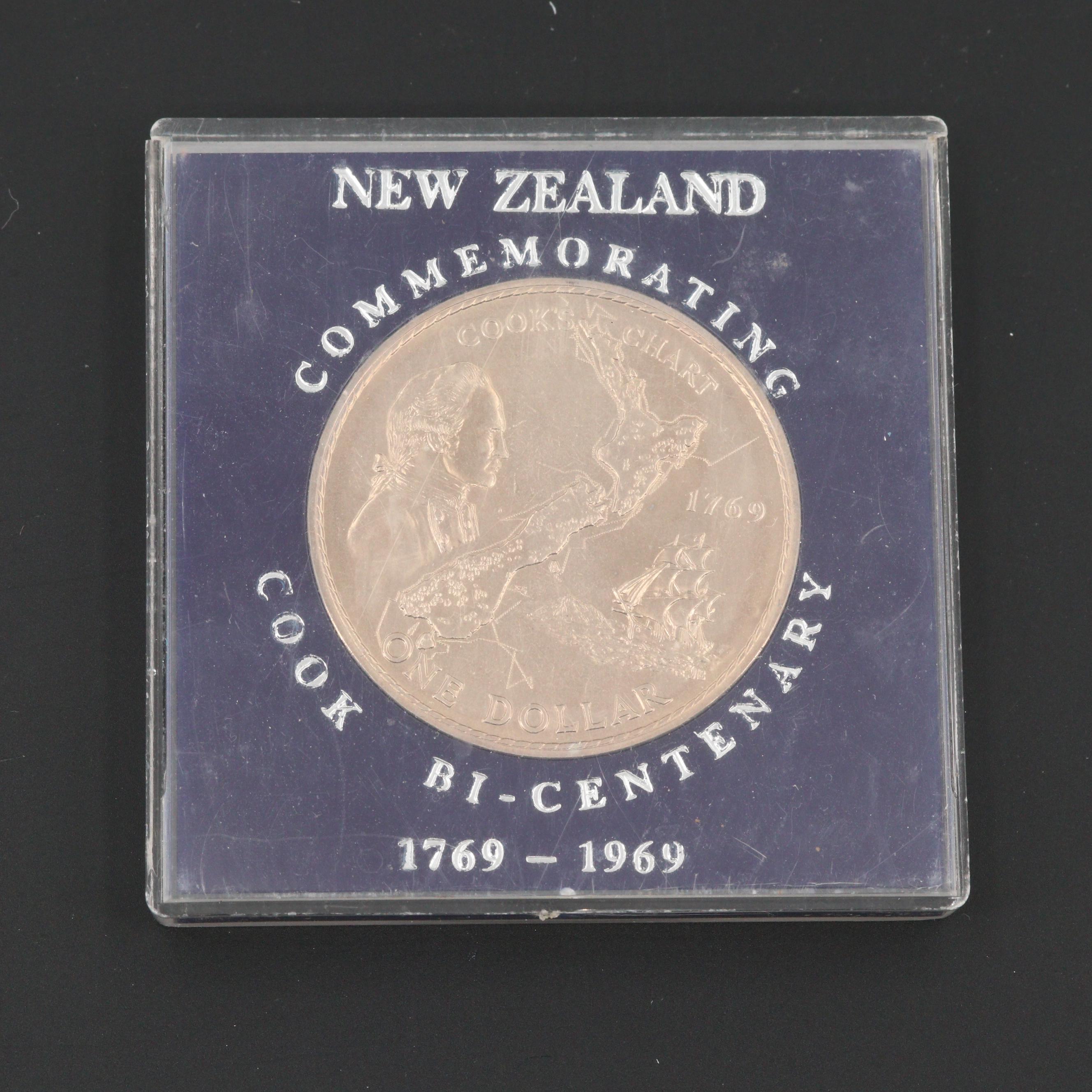 1969 New Zealand Captain Cook's Voyage Commemorative Dollar