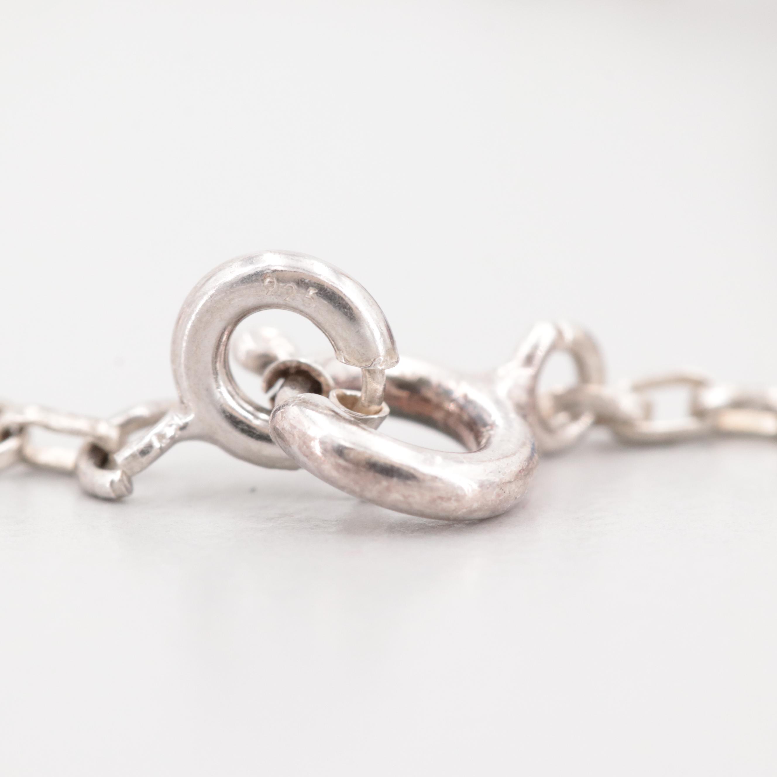 800 Silver Glass Station Necklace