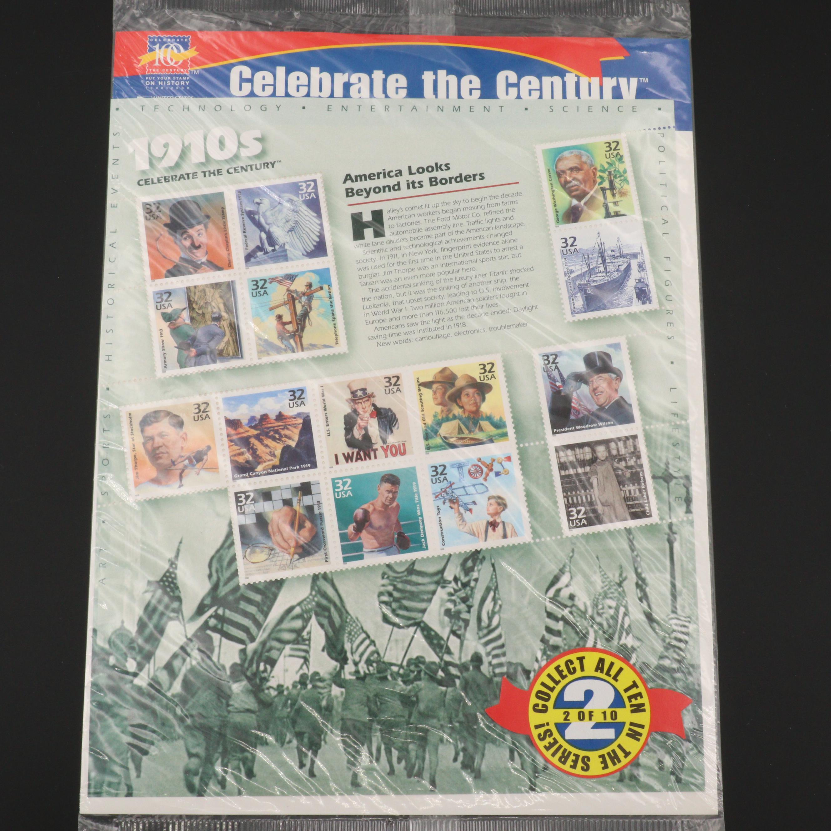 Five "Celebrate the Century" Stamp Sheets