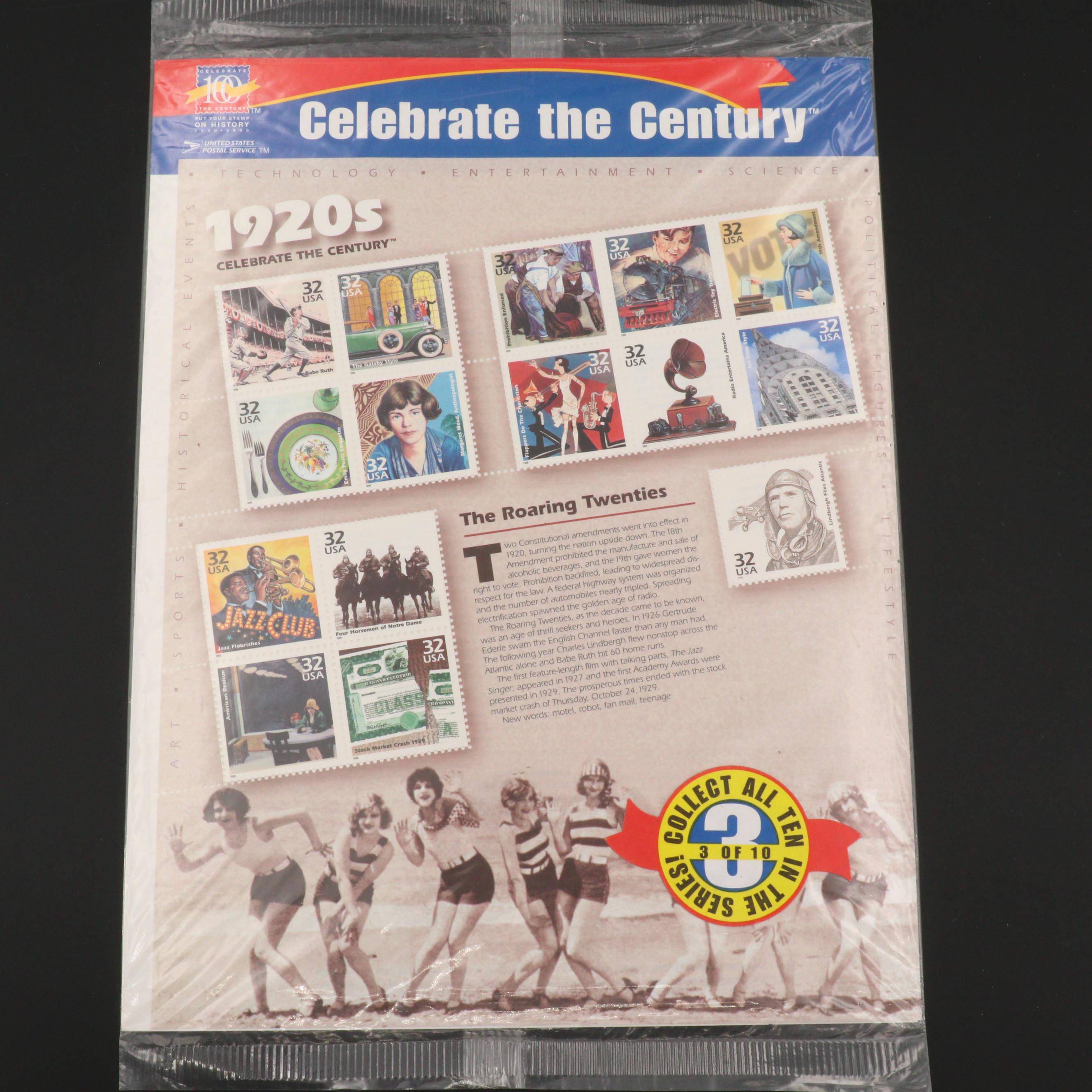 Five "Celebrate the Century" Stamp Sheets