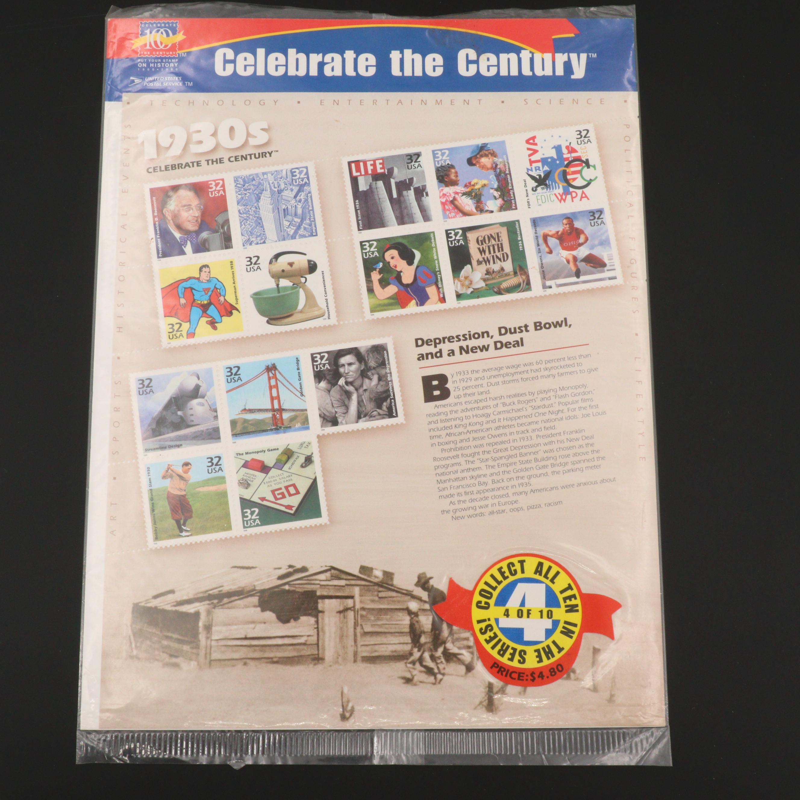 Five "Celebrate the Century" Stamp Sheets