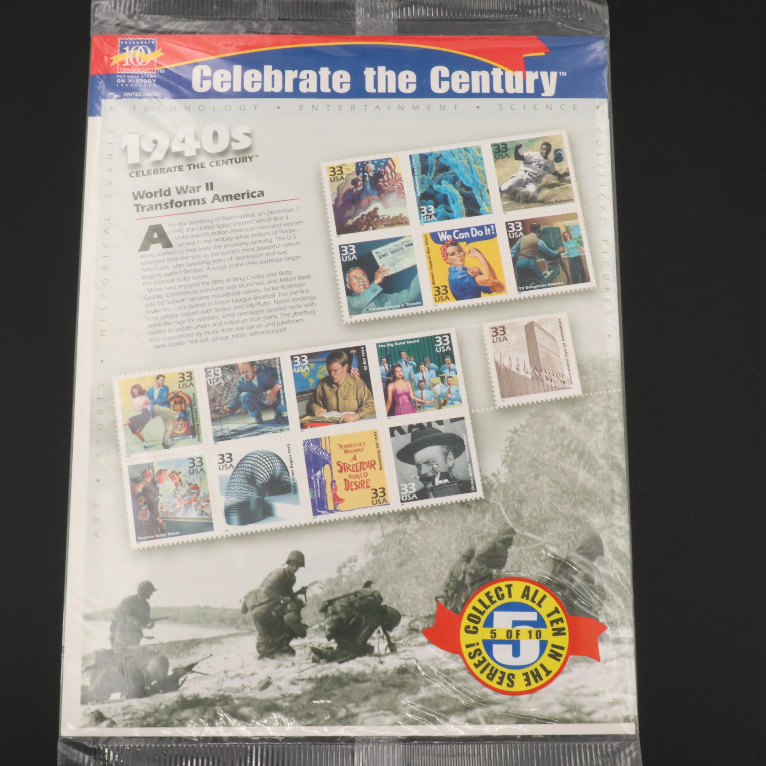 Five "Celebrate the Century" Stamp Sheets