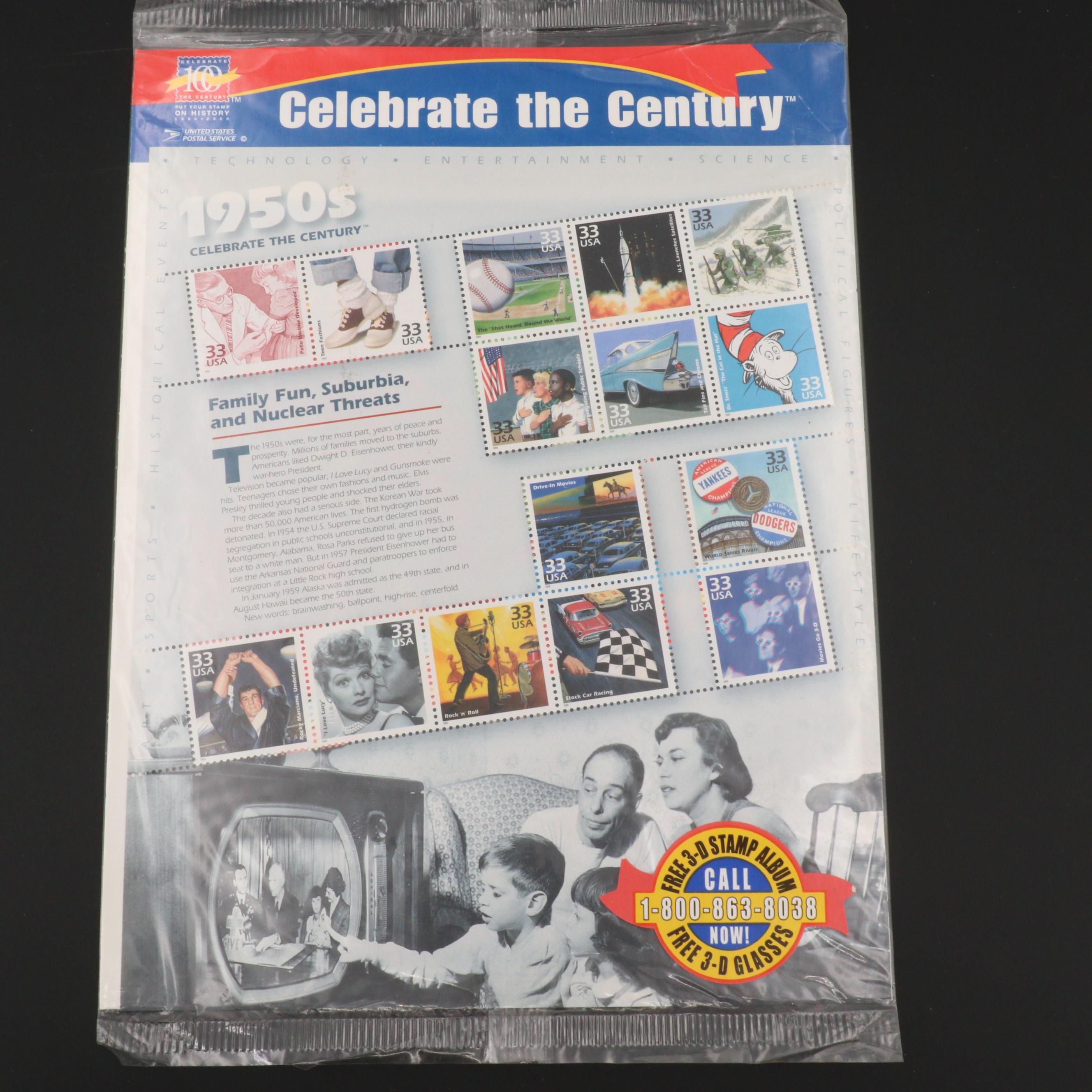 Five "Celebrate the Century" Stamp Sheets