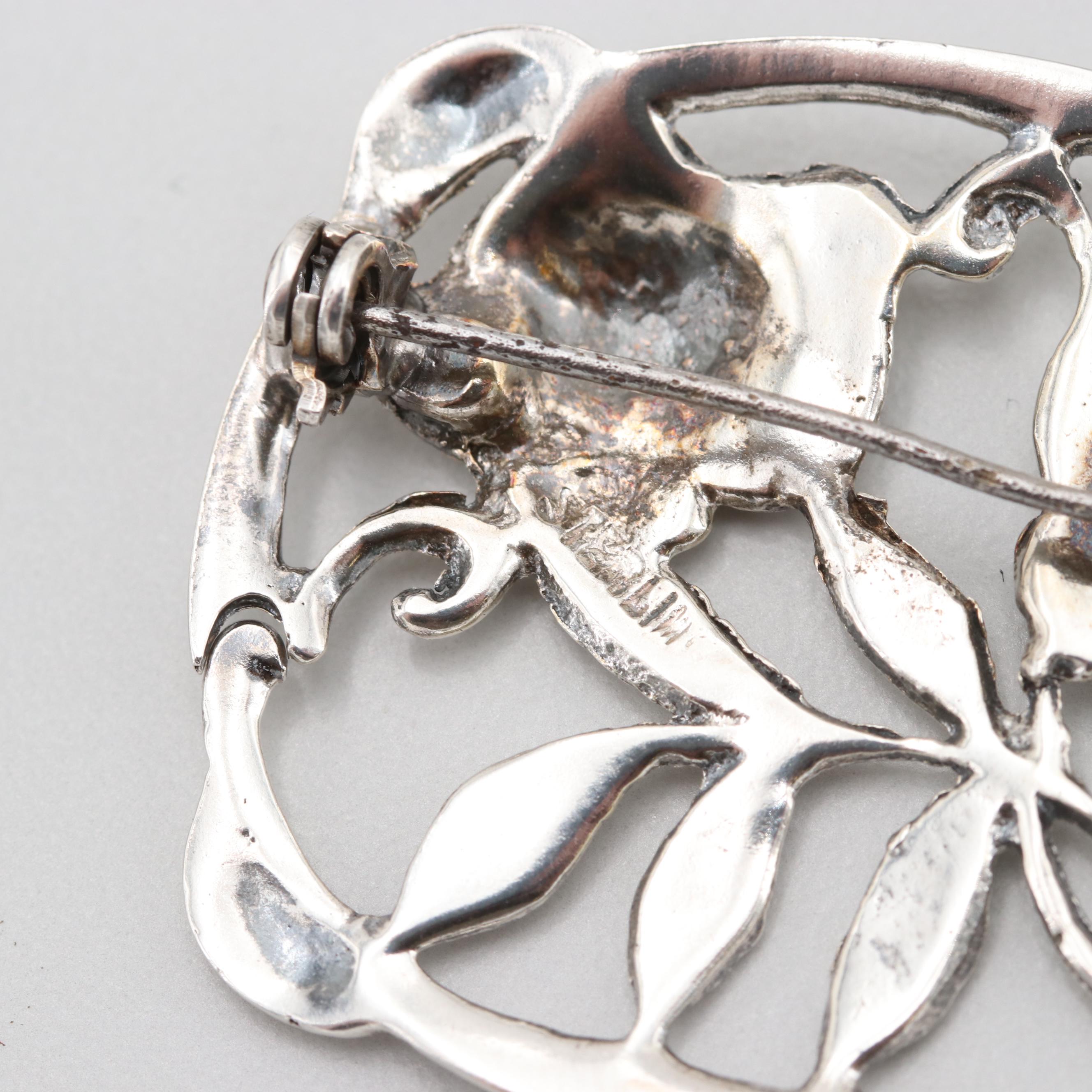 Sterling Silver Jewelry Including Silverman Brothers Scalloped Spoon Brooch