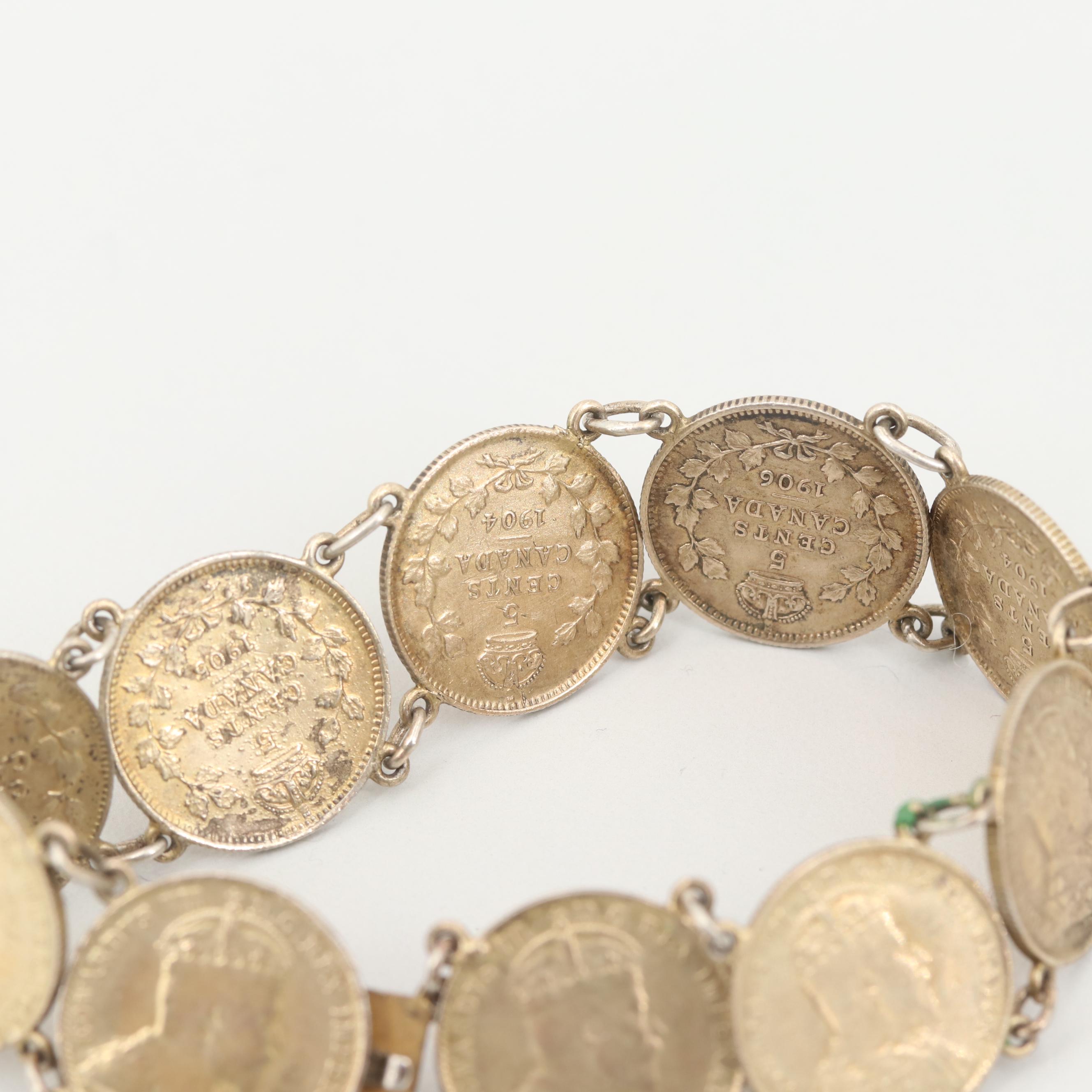 900 Silver 1891 to 1906 Canadian Half Dimes and 1906 Canadian Quarter