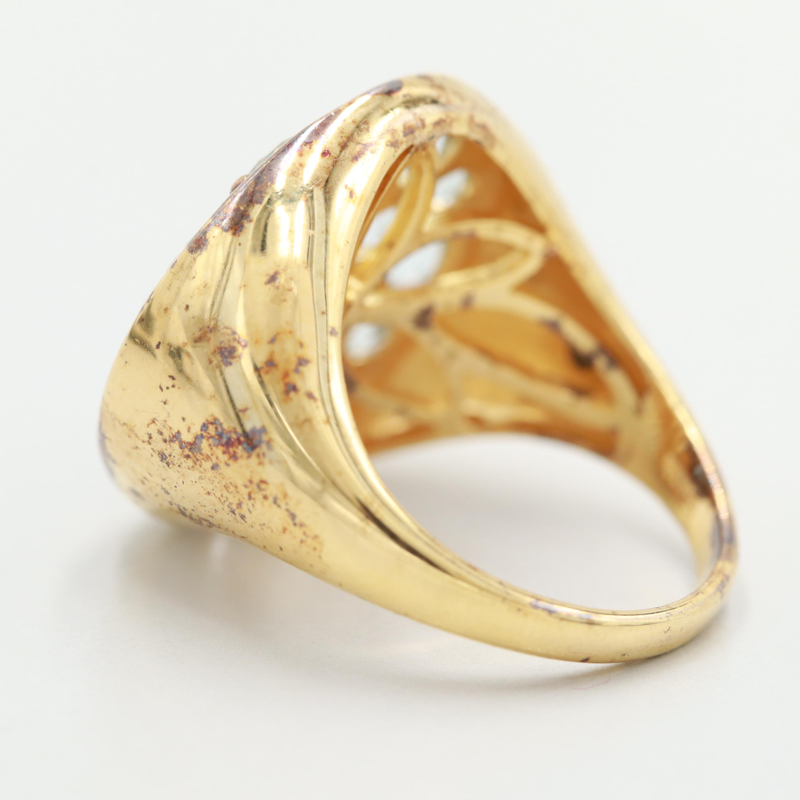 Gold Wash on Sterling Silver Blue Topaz Cluster Ring