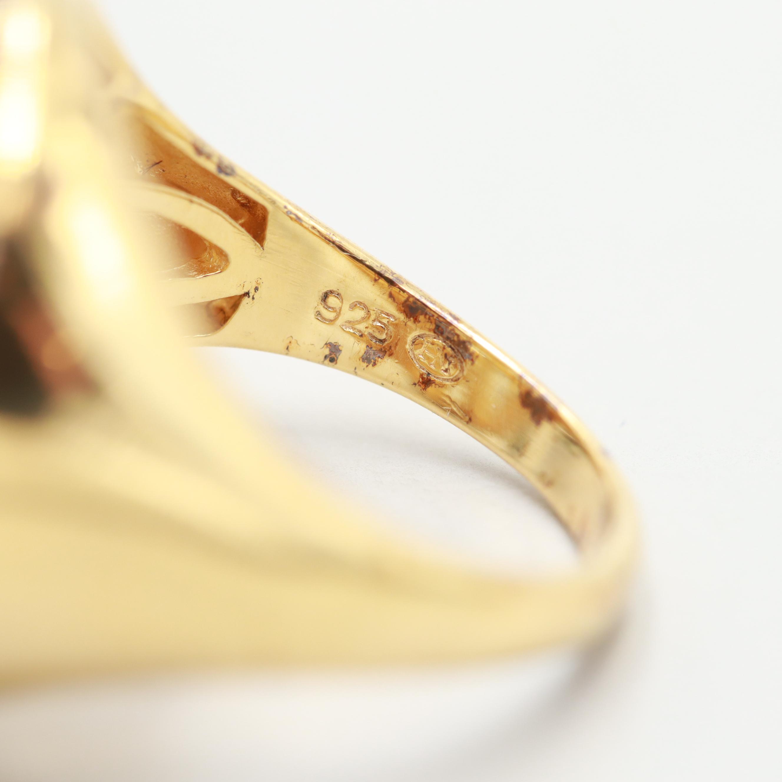 Gold Wash on Sterling Silver Blue Topaz Cluster Ring
