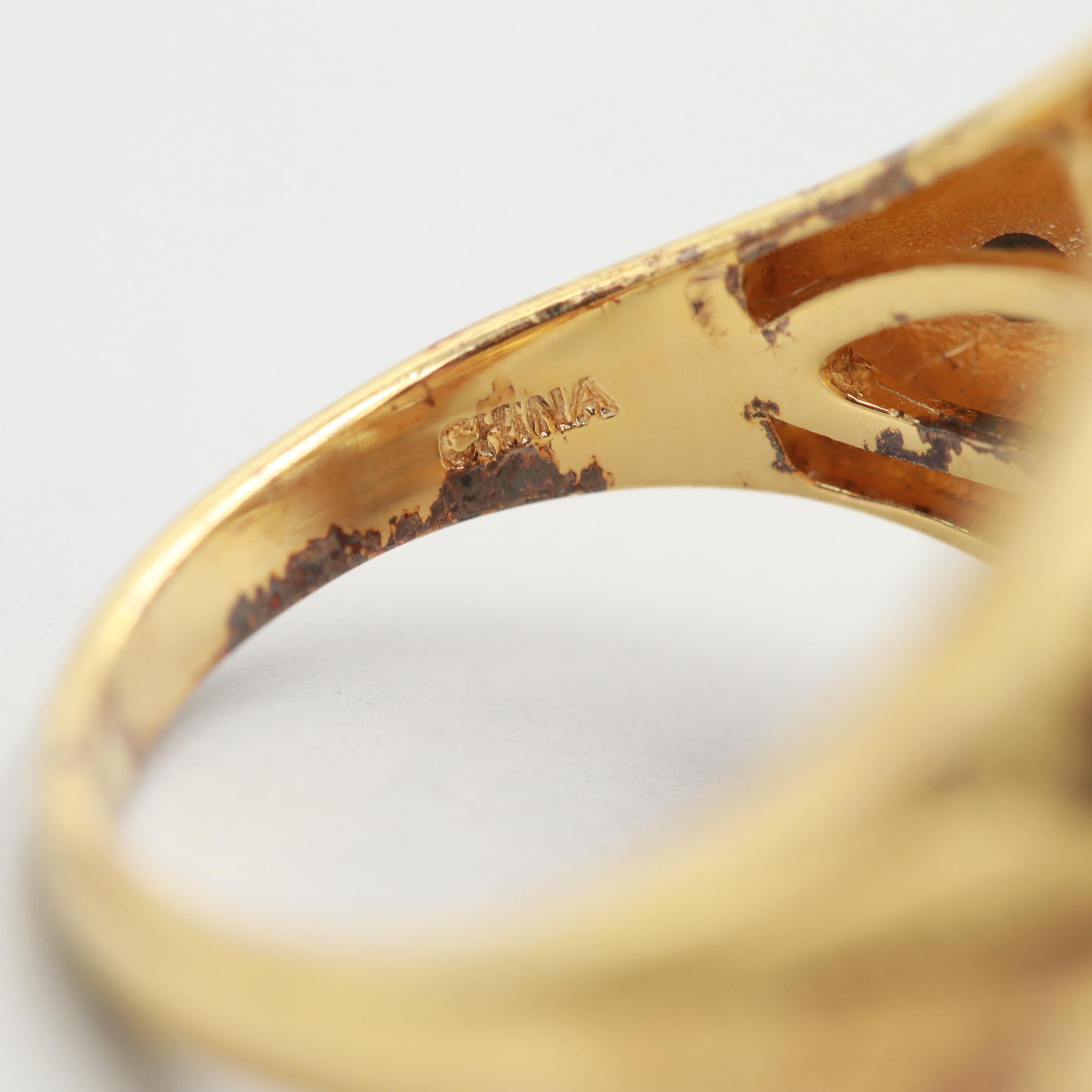 Gold Wash on Sterling Silver Blue Topaz Cluster Ring