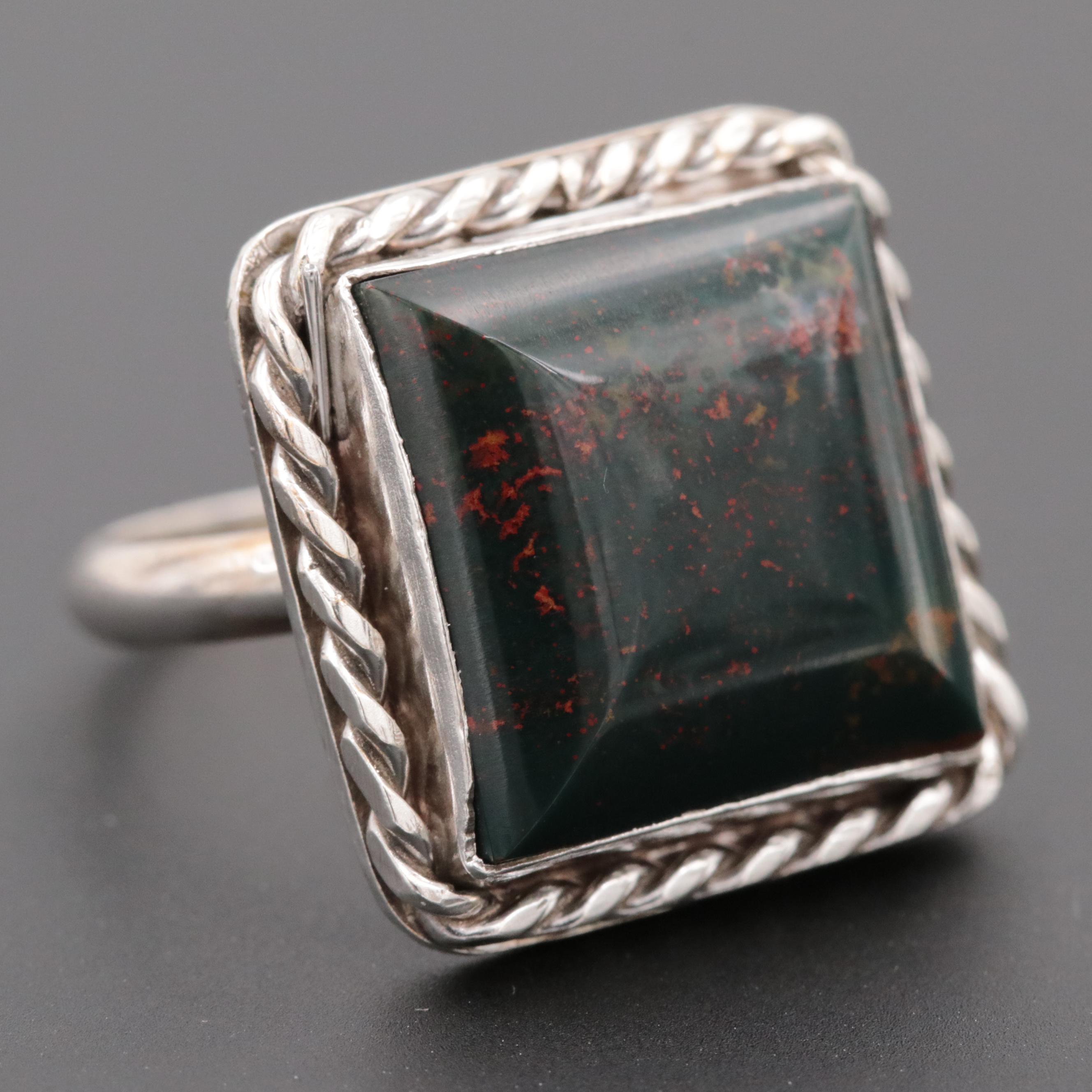 Sterling Silver Bloodstone Ring