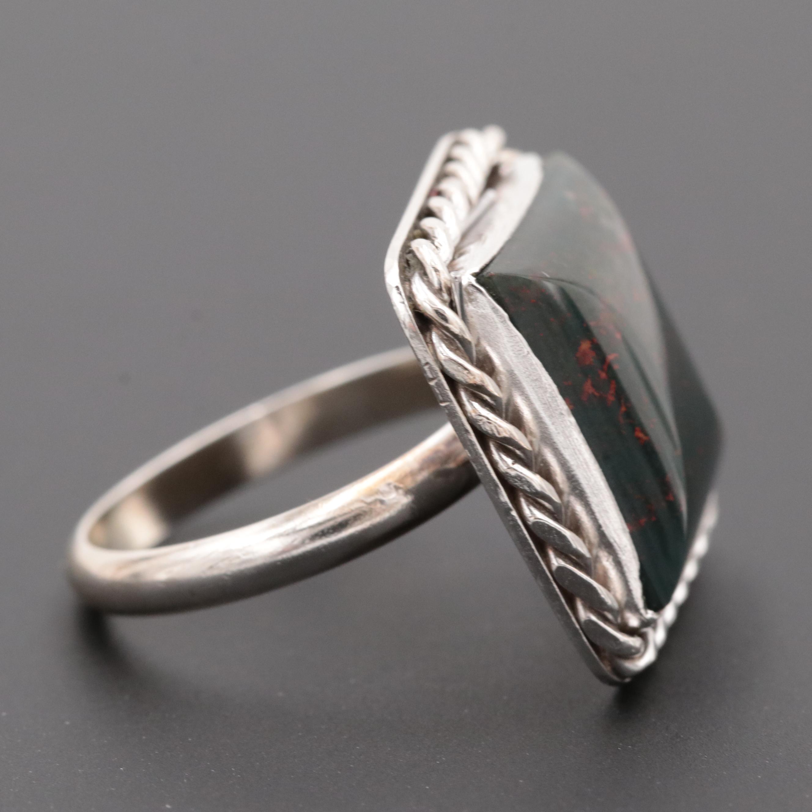 Sterling Silver Bloodstone Ring