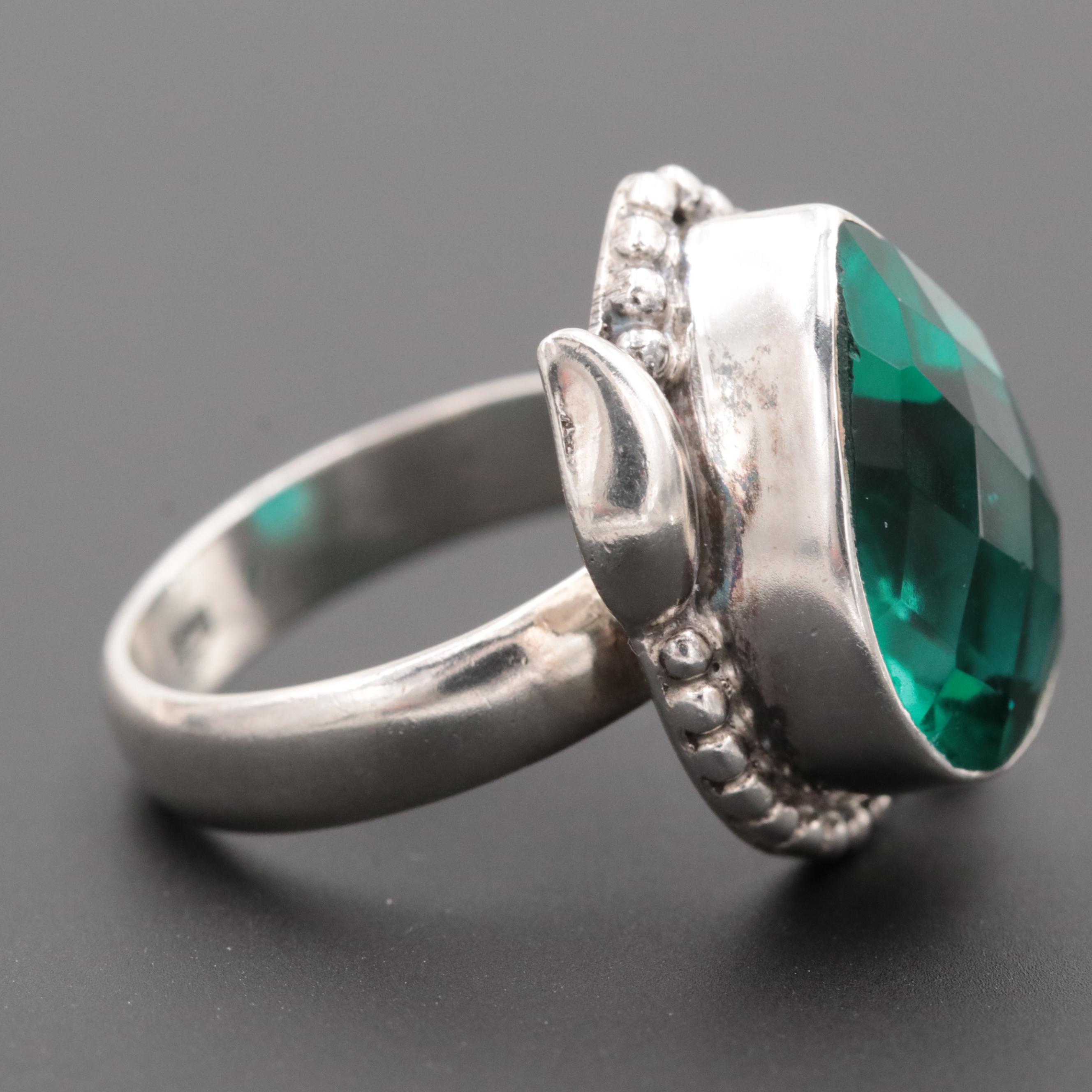 Sterling Silver Glass Ring