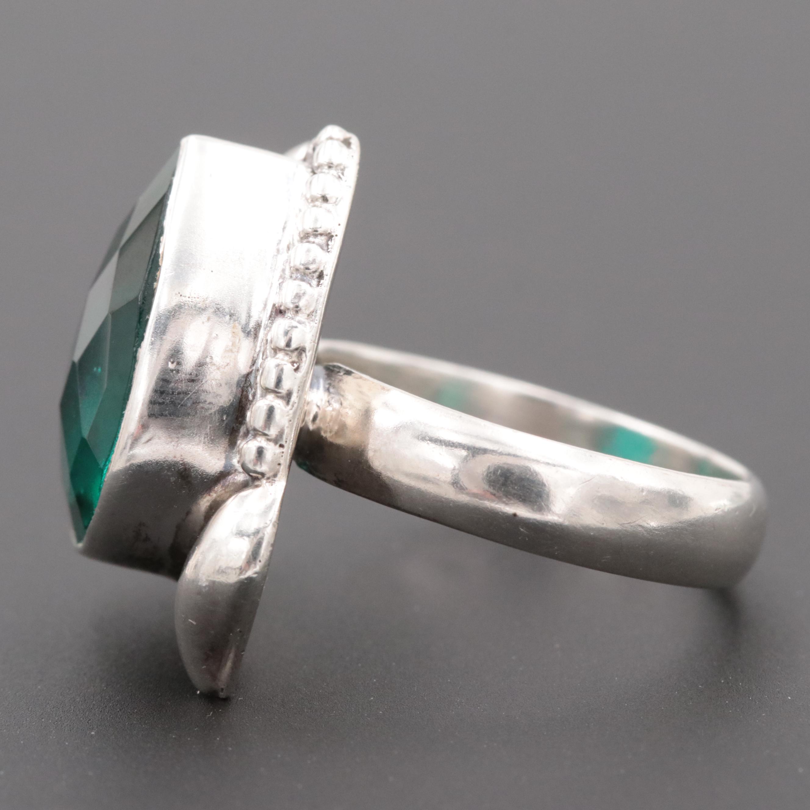 Sterling Silver Glass Ring