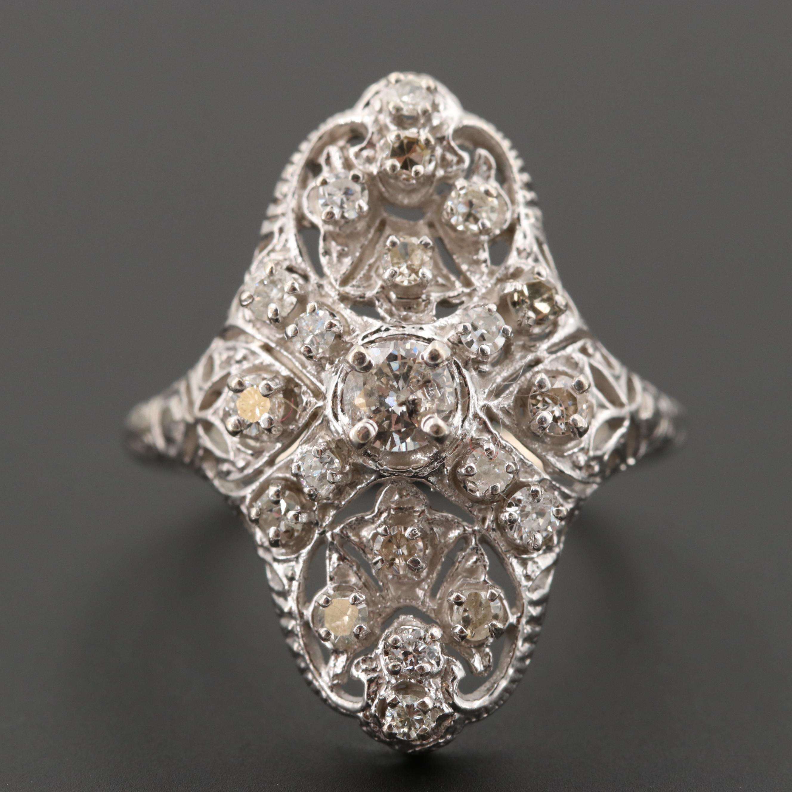 14K White Gold Diamond Ring