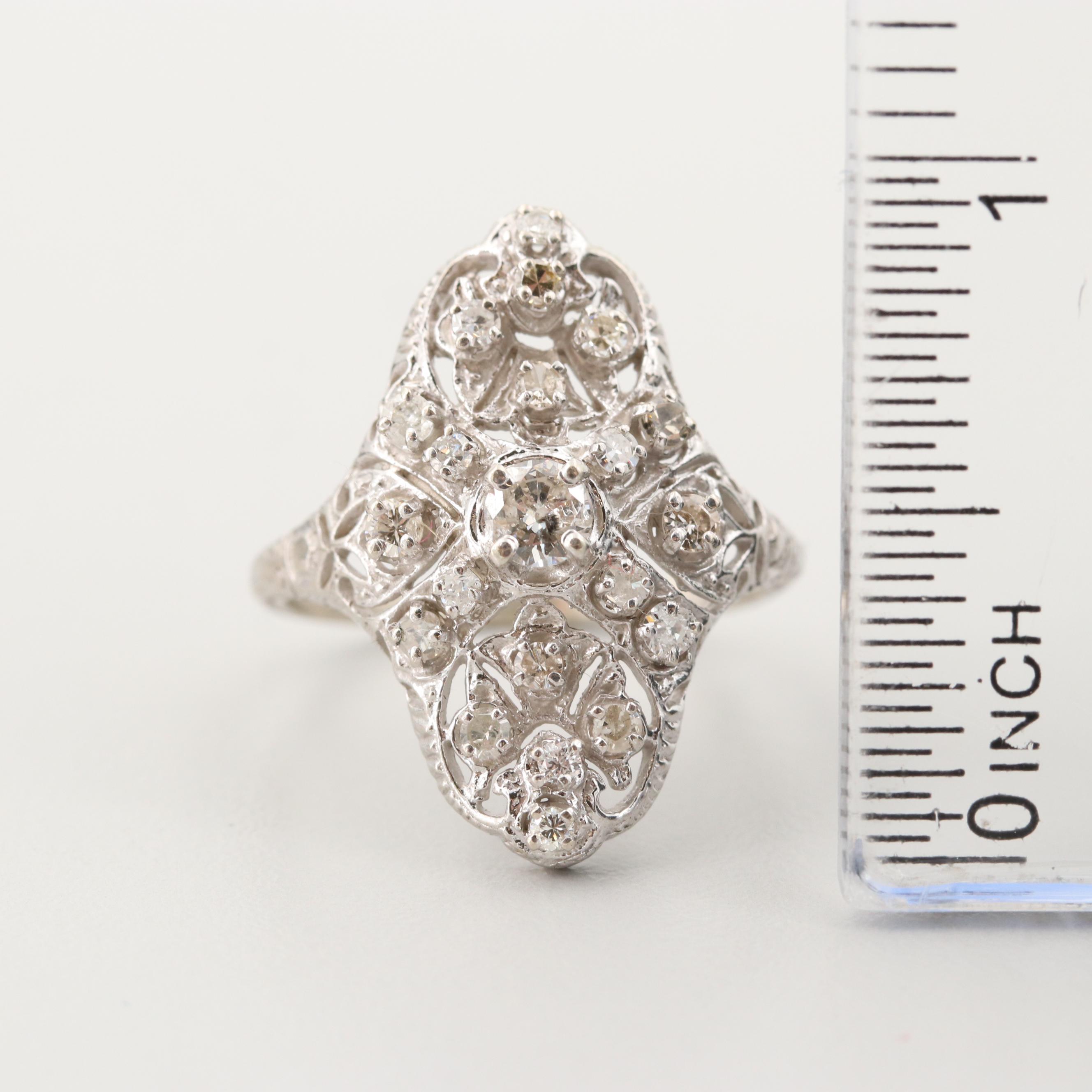 14K White Gold Diamond Ring