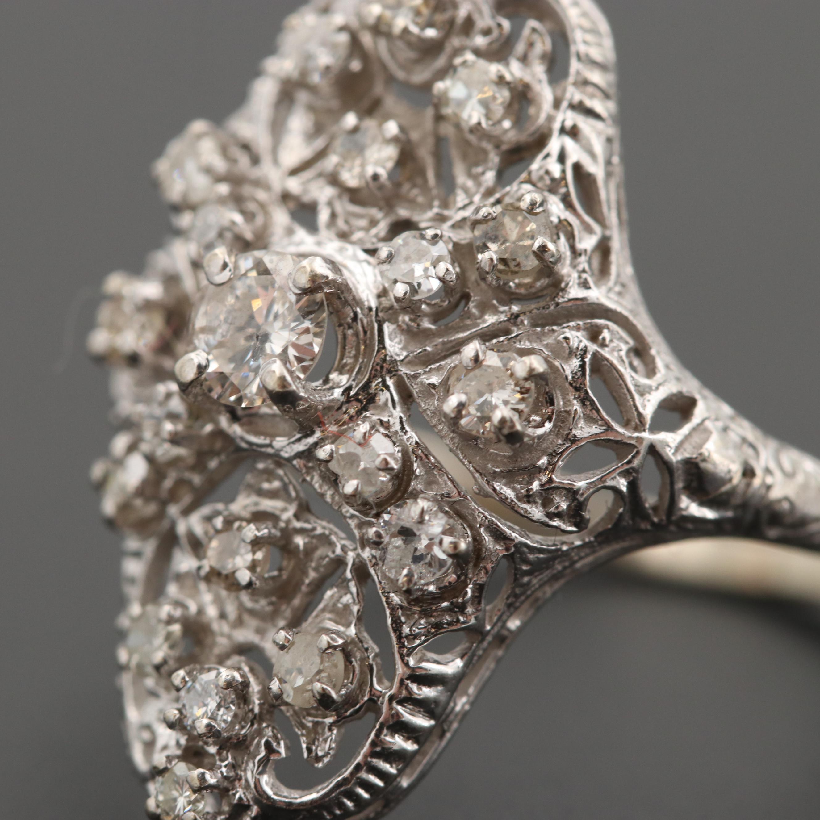 14K White Gold Diamond Ring