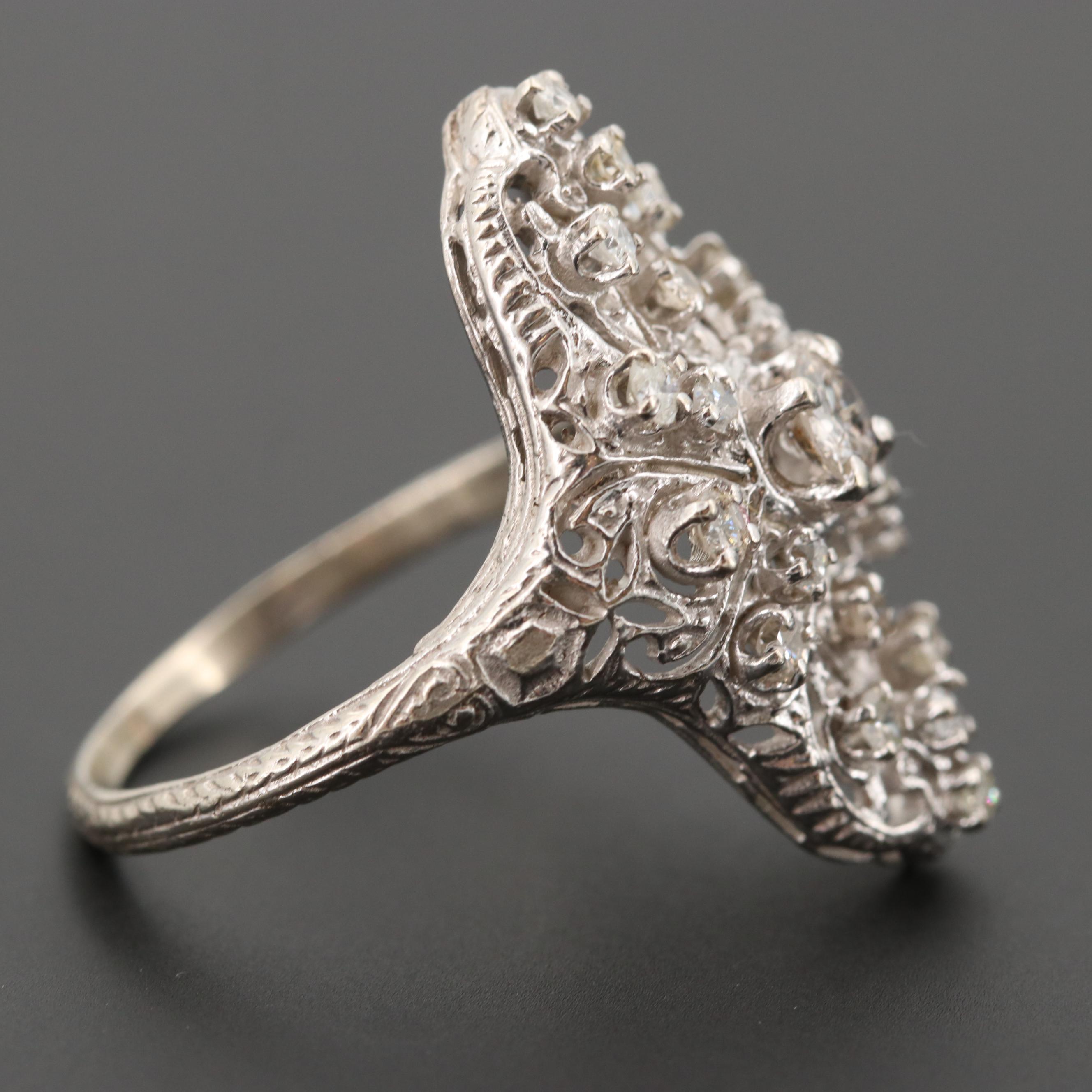 14K White Gold Diamond Ring