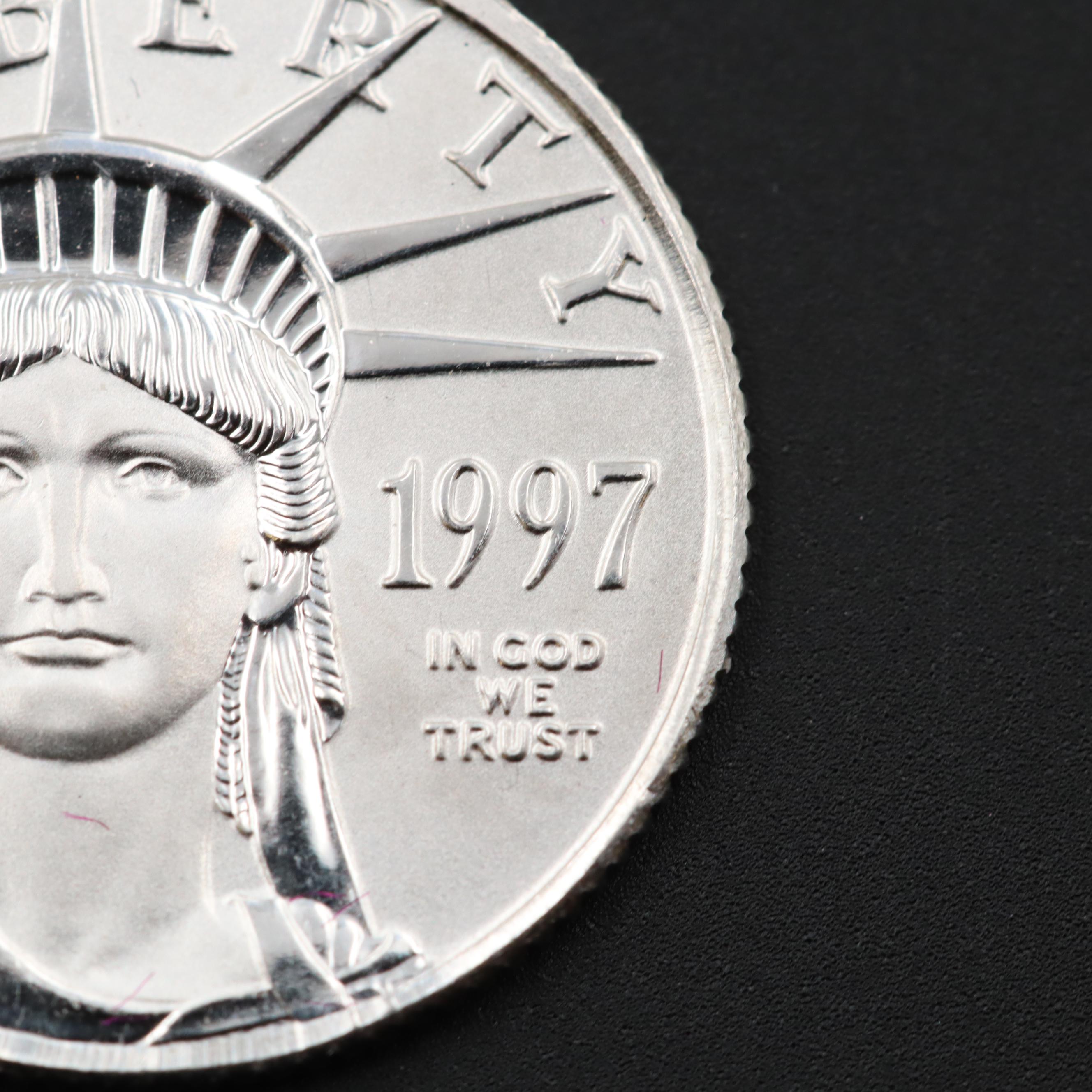 1997 $10 Statue Of Liberty Platinum Uncirculated Coin