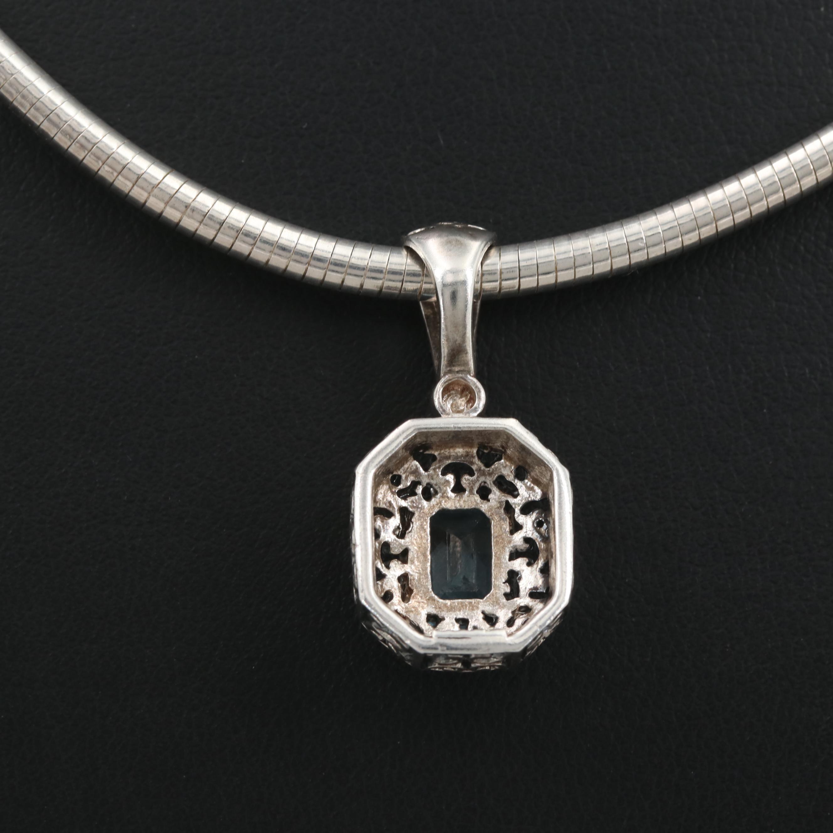 Sterling Silver Topaz Pendant and Necklace