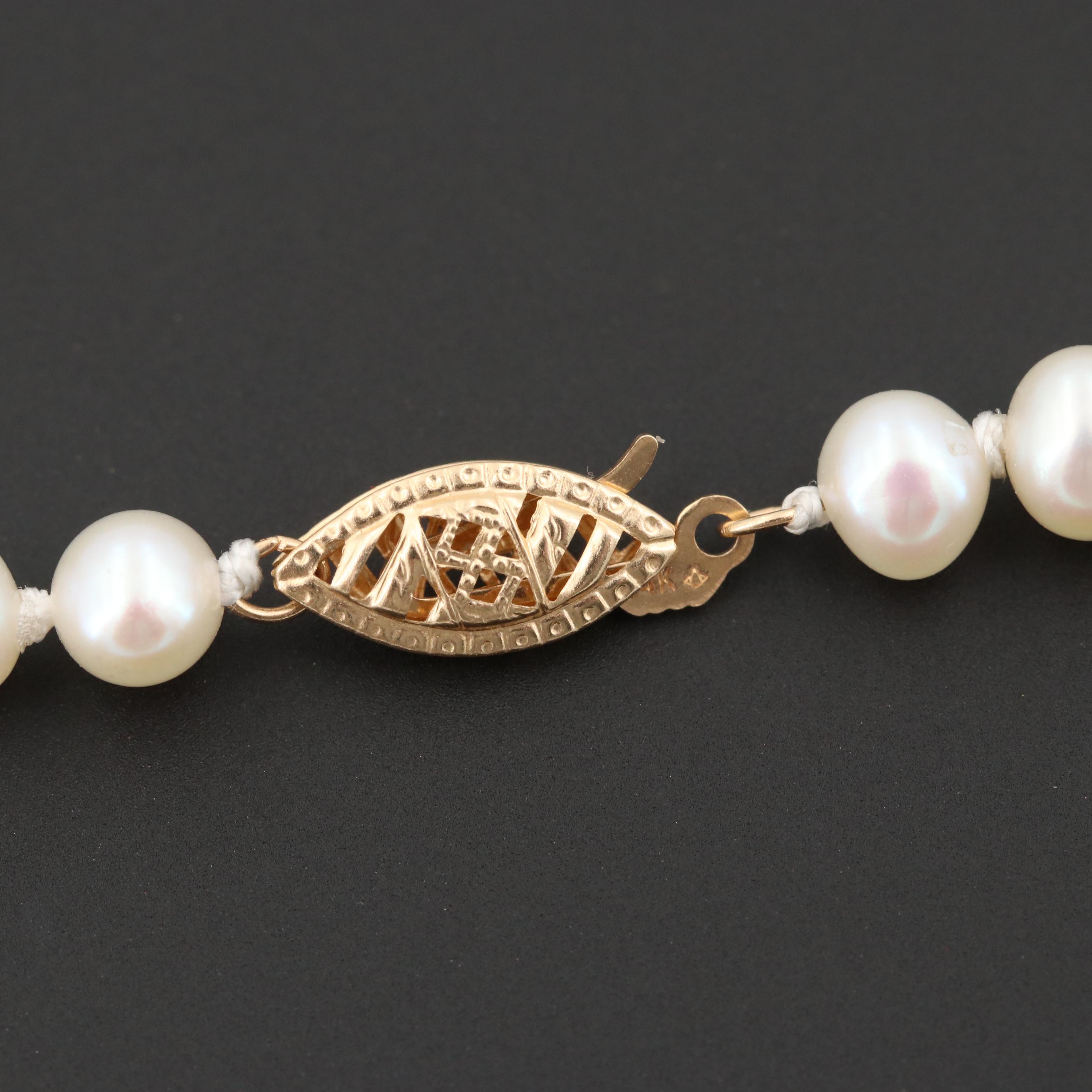 14K Yellow Gold Cultured Pearl Necklace