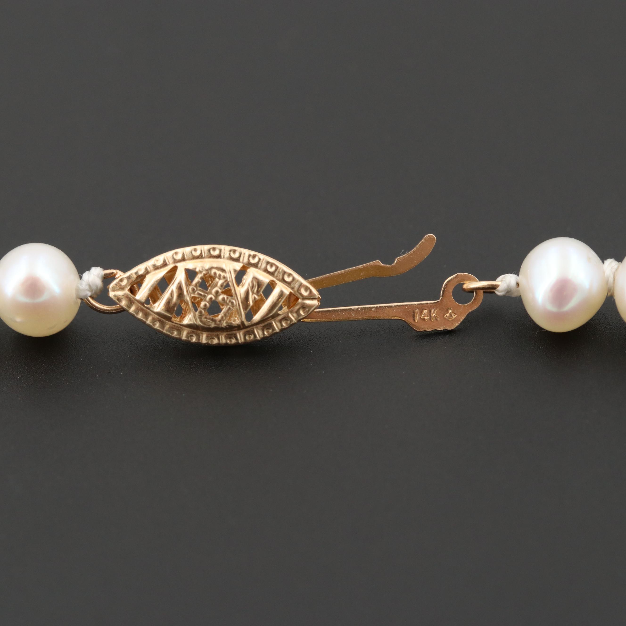 14K Yellow Gold Cultured Pearl Necklace