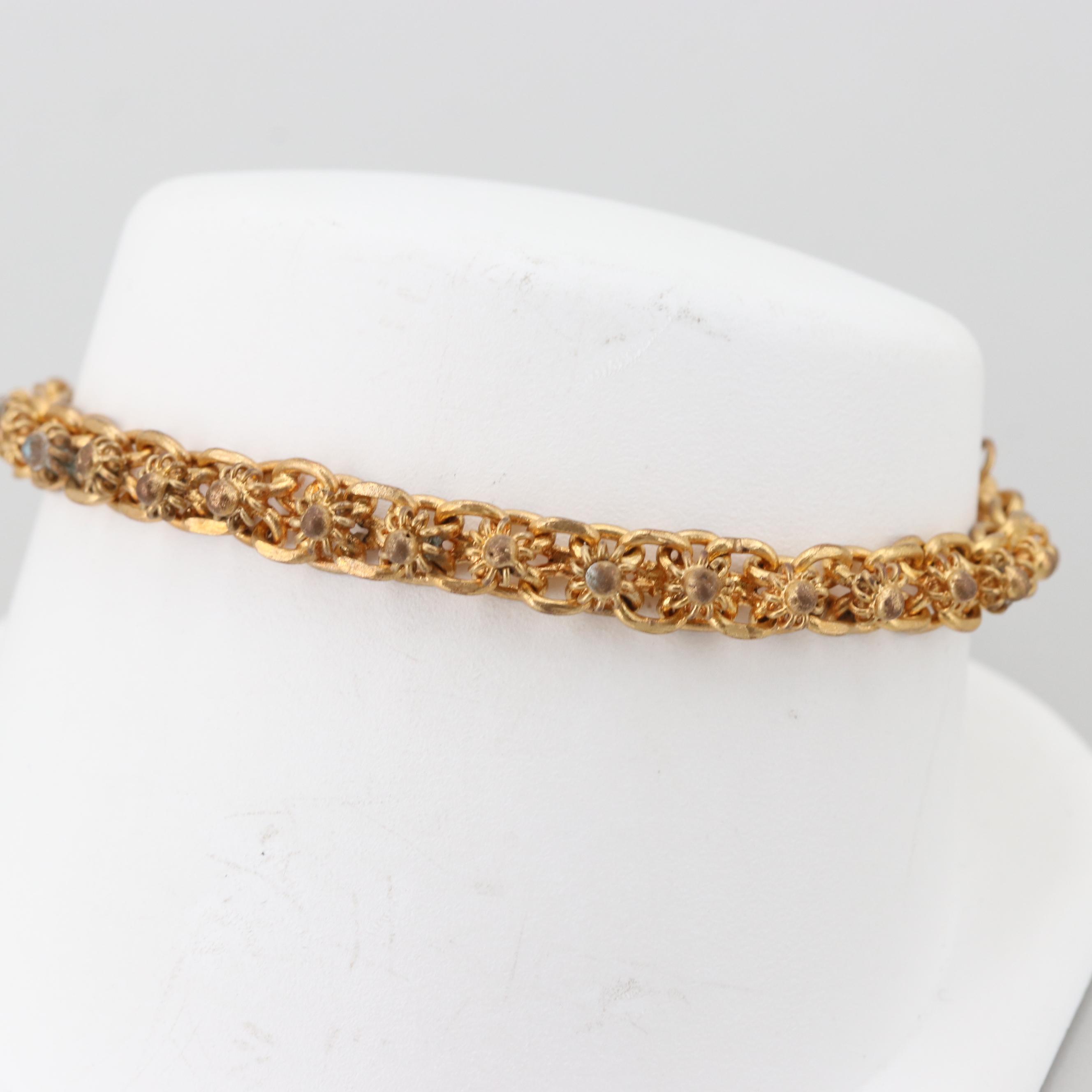 Gold Tone Fancy Chain Bracelet