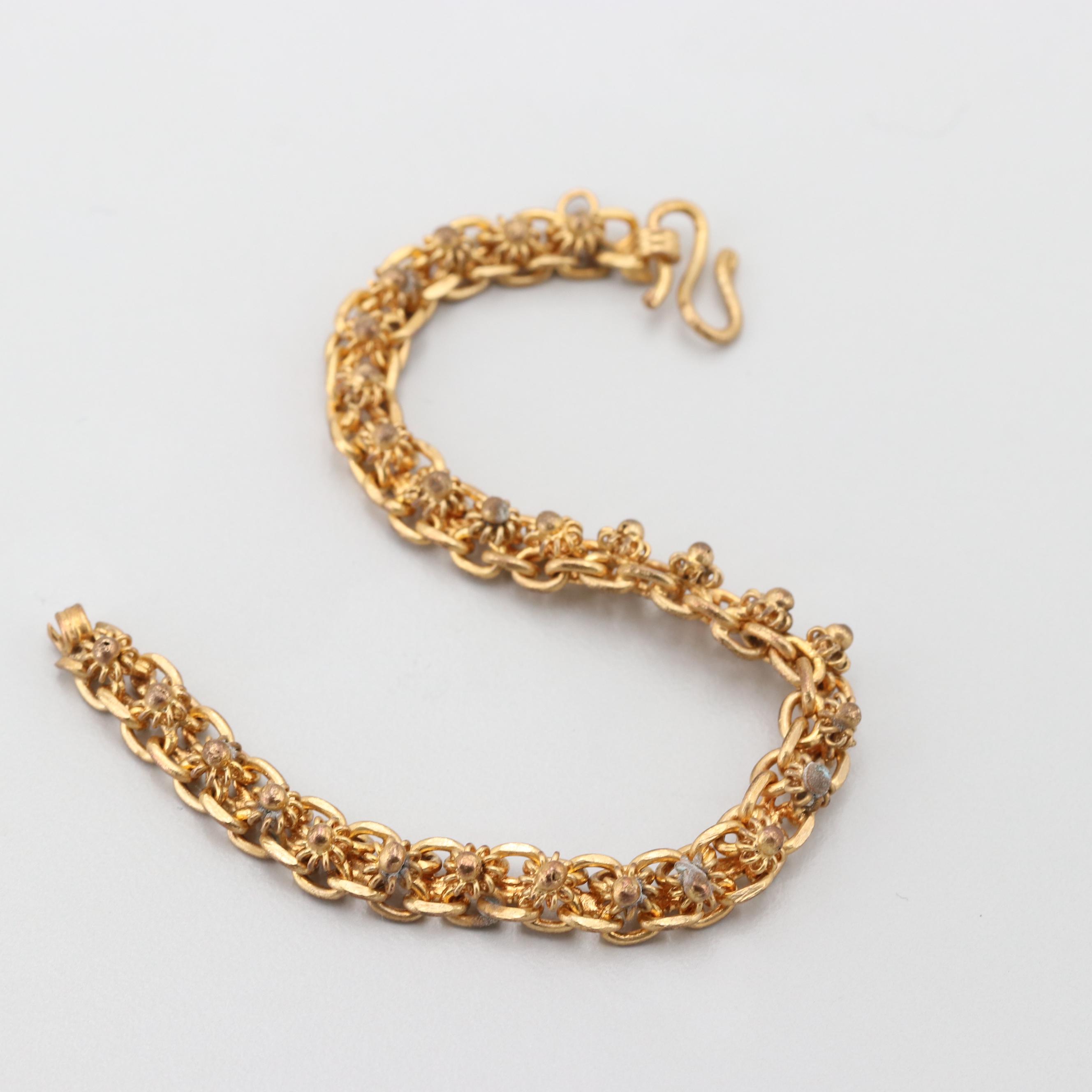 Gold Tone Fancy Chain Bracelet