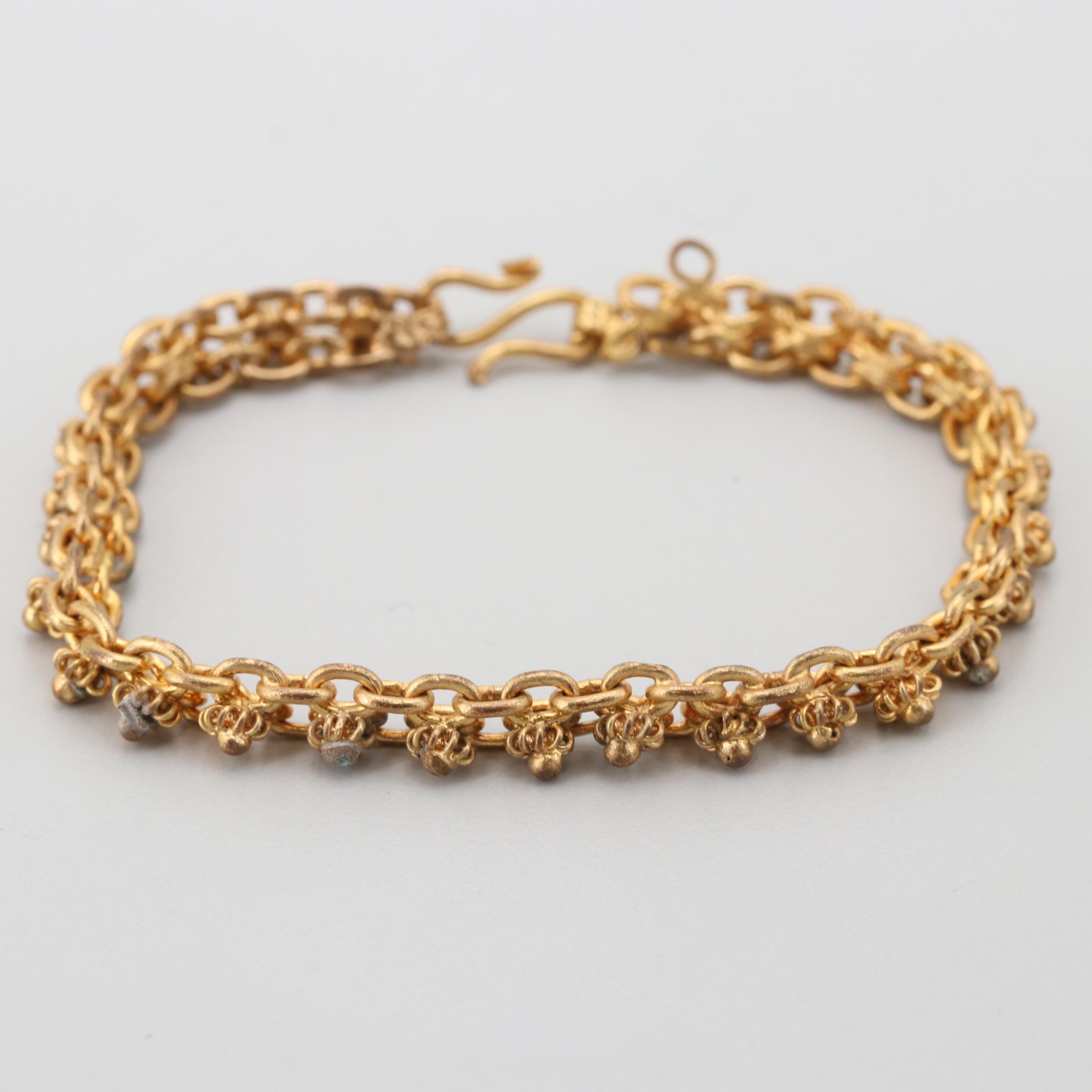Gold Tone Fancy Chain Bracelet
